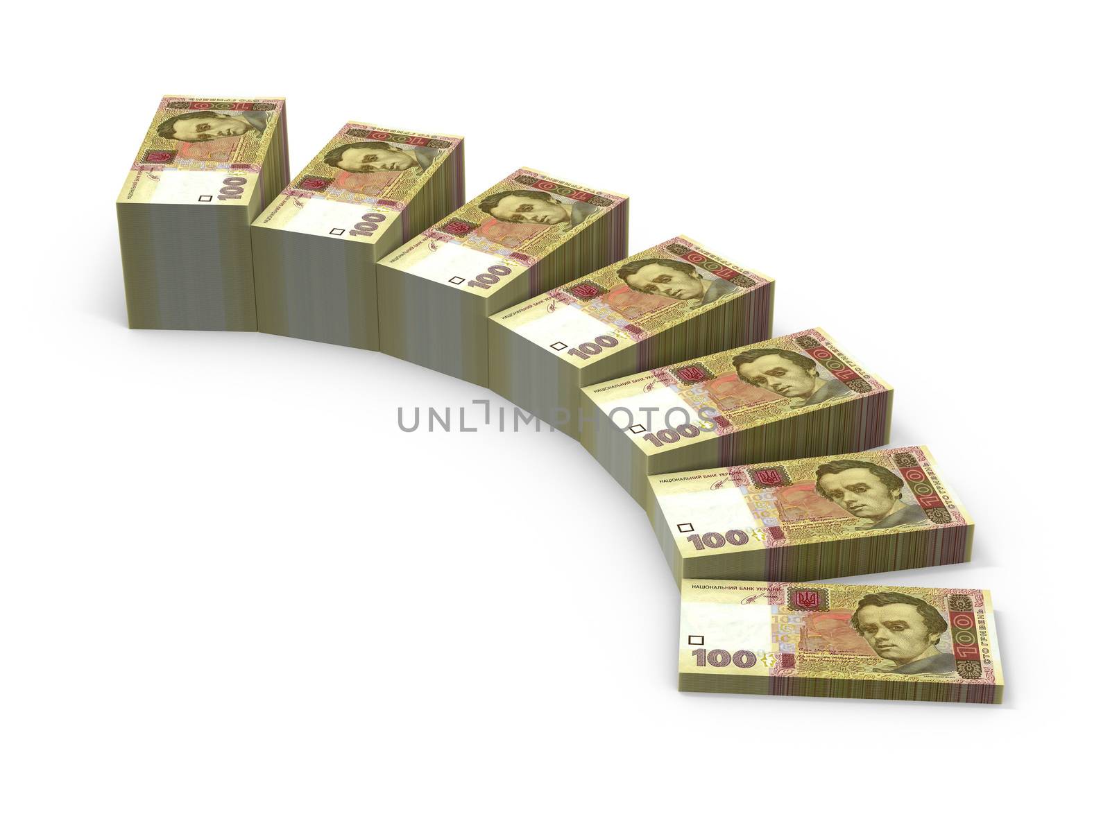 3d illustration stacks of banknotes. Expansion of deposits concept.