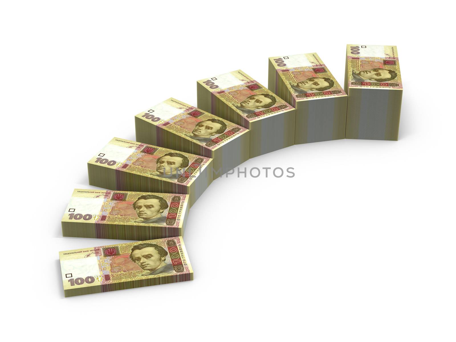 3d illustration stacks of banknotes. Expansion of deposits concept.