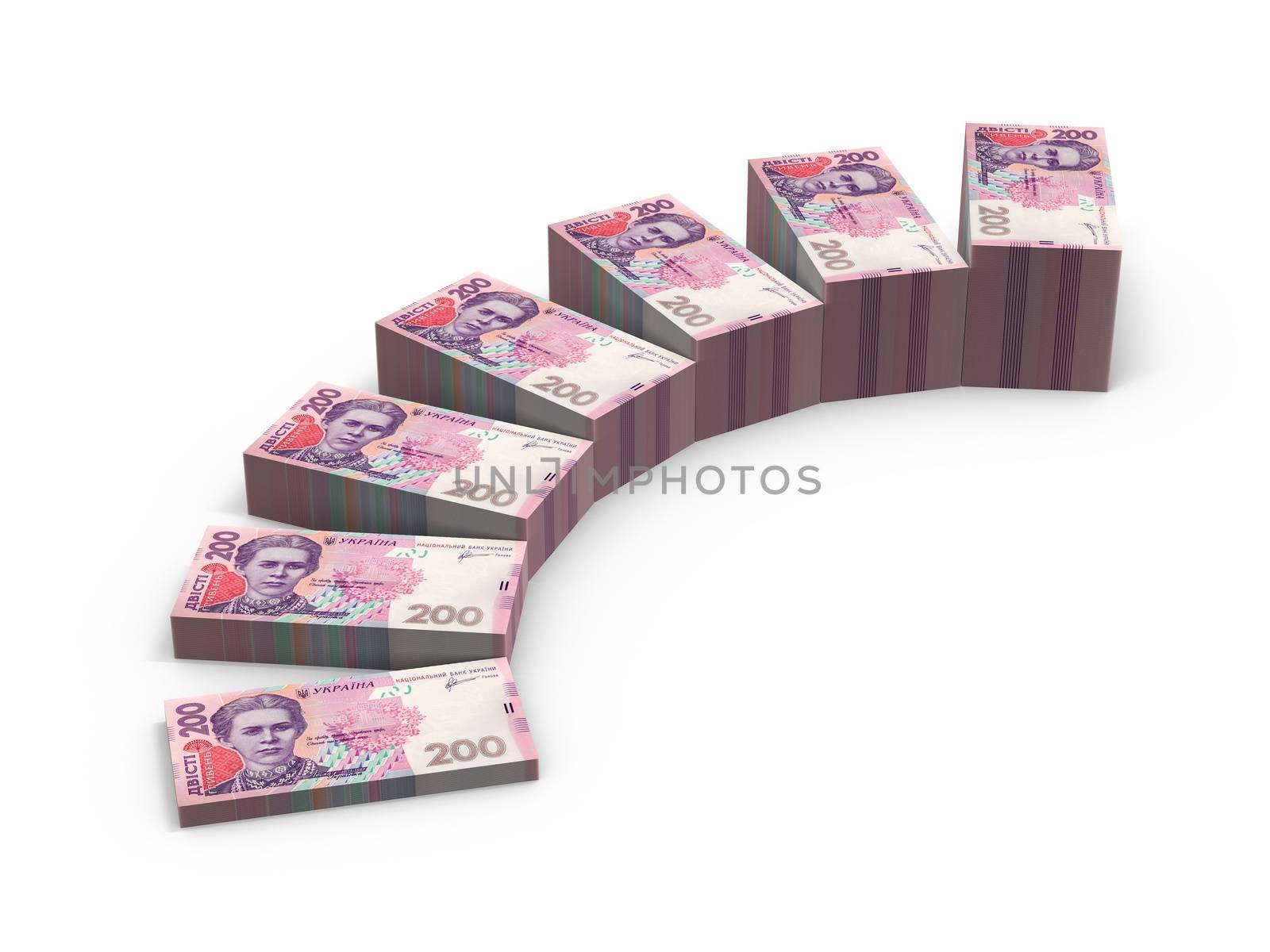 3d illustration stacks of banknotes. Expansion of deposits concept.