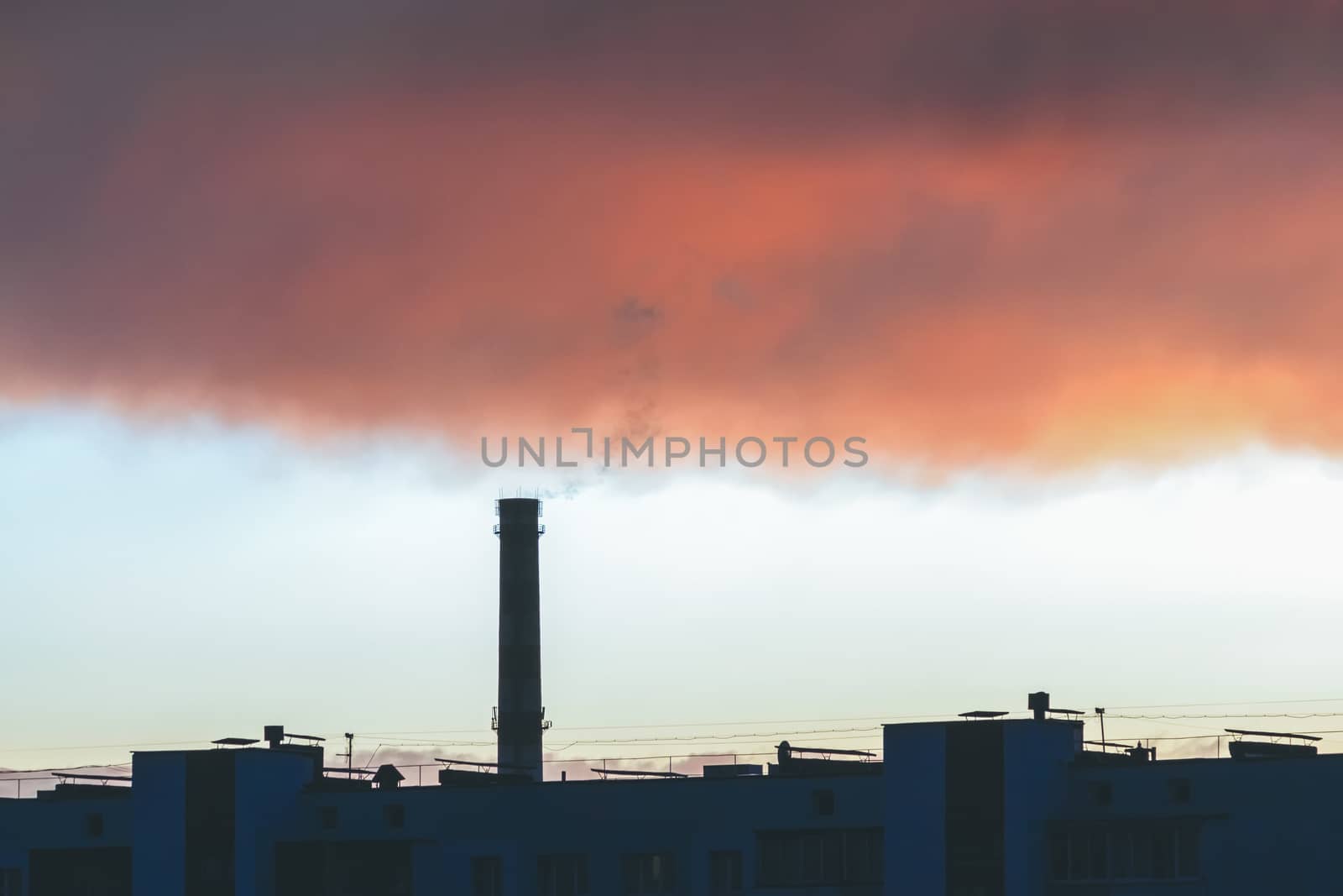 Clouds on sky background at sunset