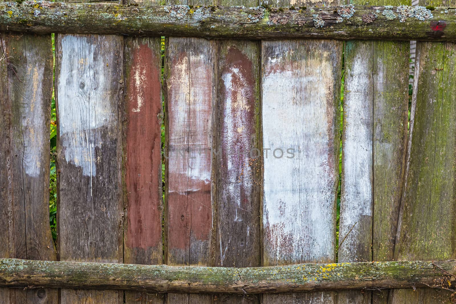 Old wooden fence with vertical planks for background or texture