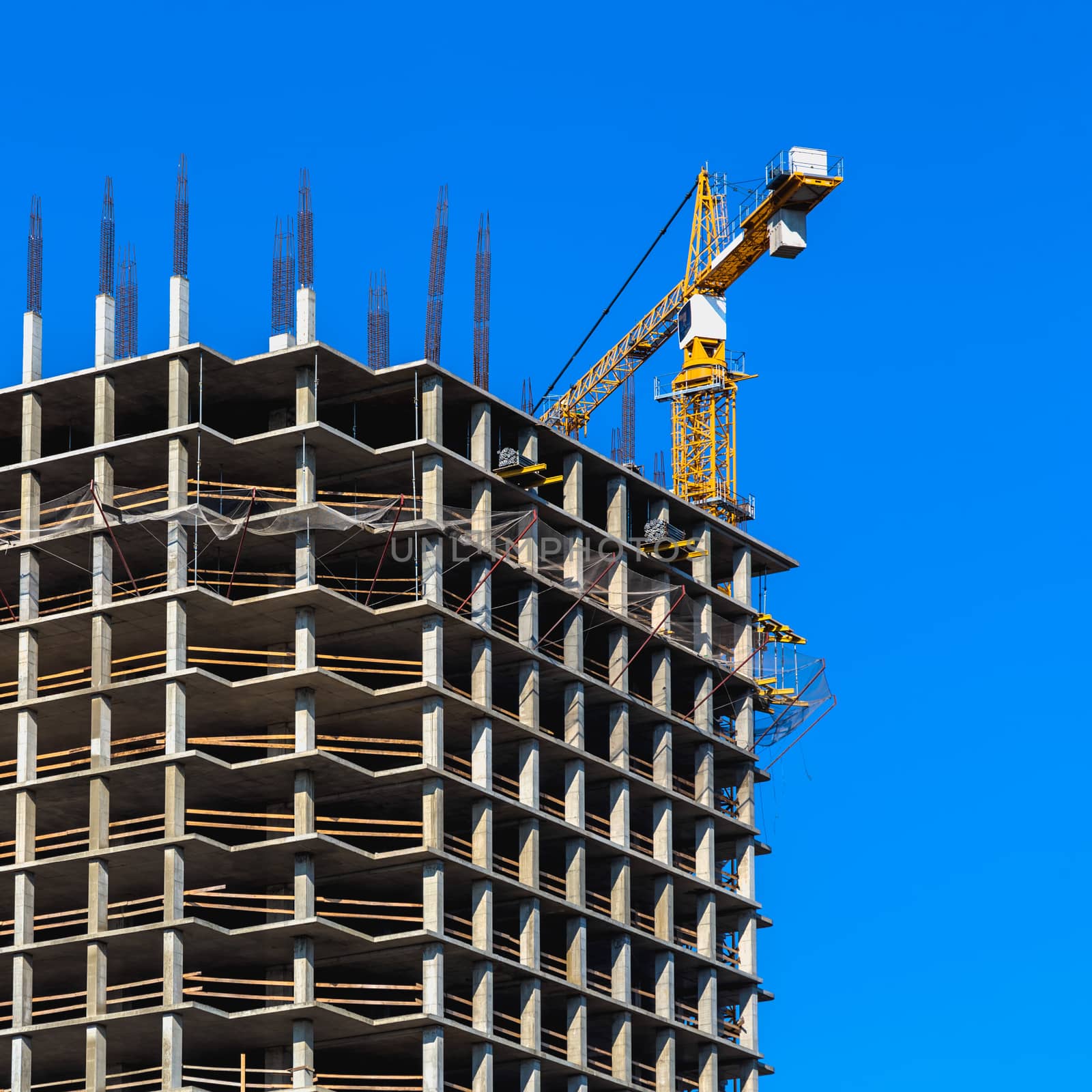 Building construction on blue sky background