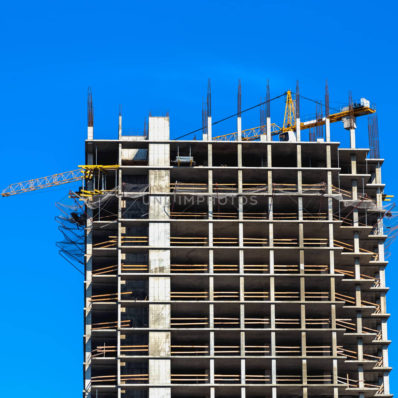 Building construction on blue sky background