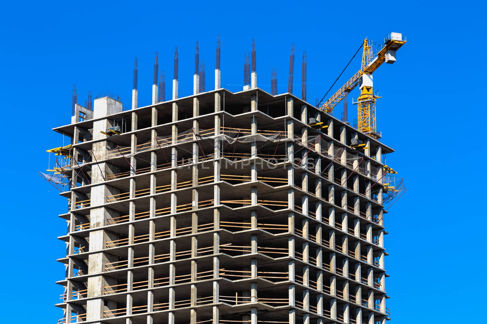 Building construction on blue sky background