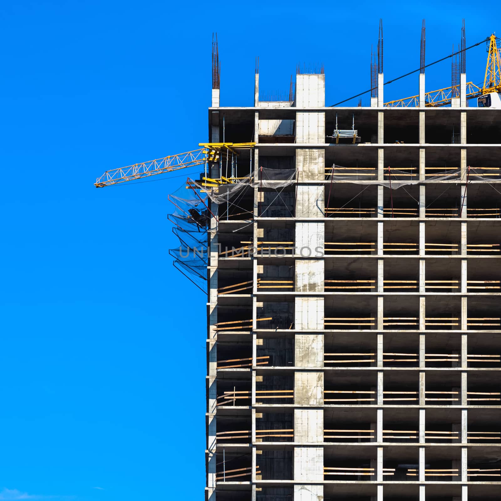 Building construction on blue sky background