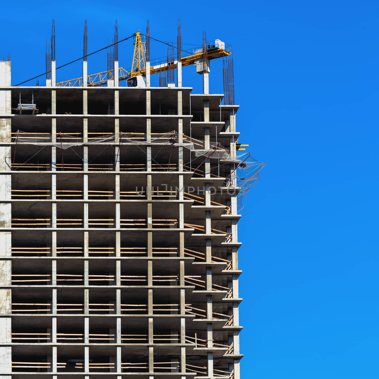 Building construction on blue sky background