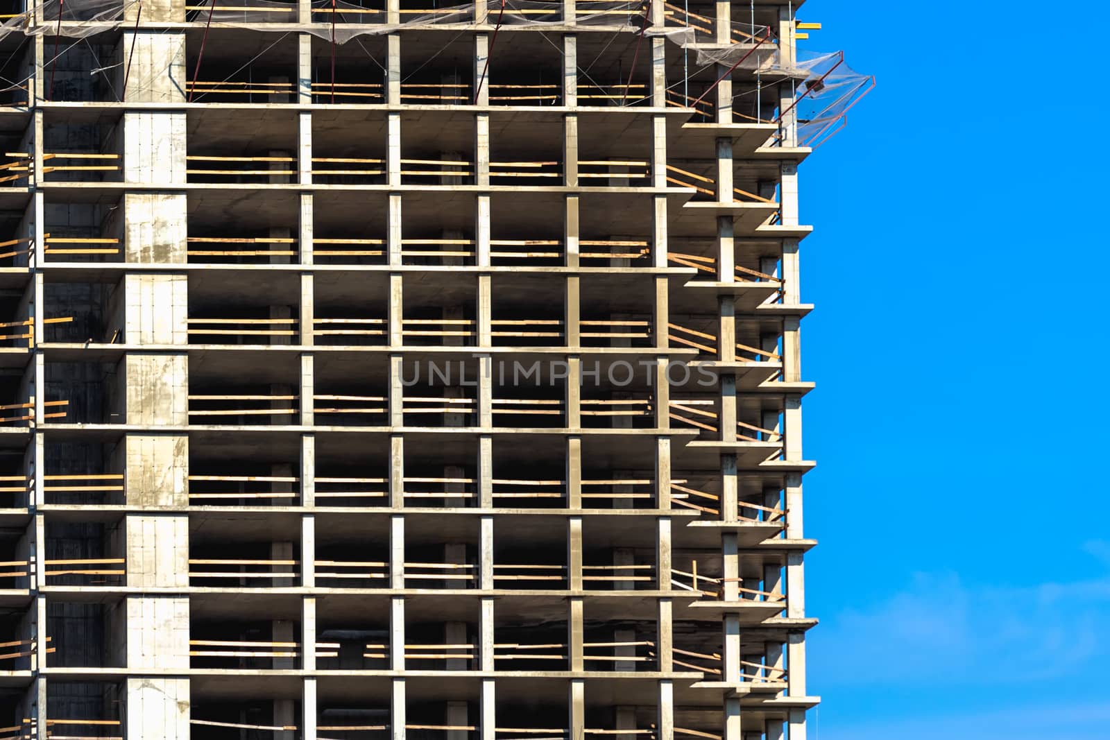 Building construction on blue sky background