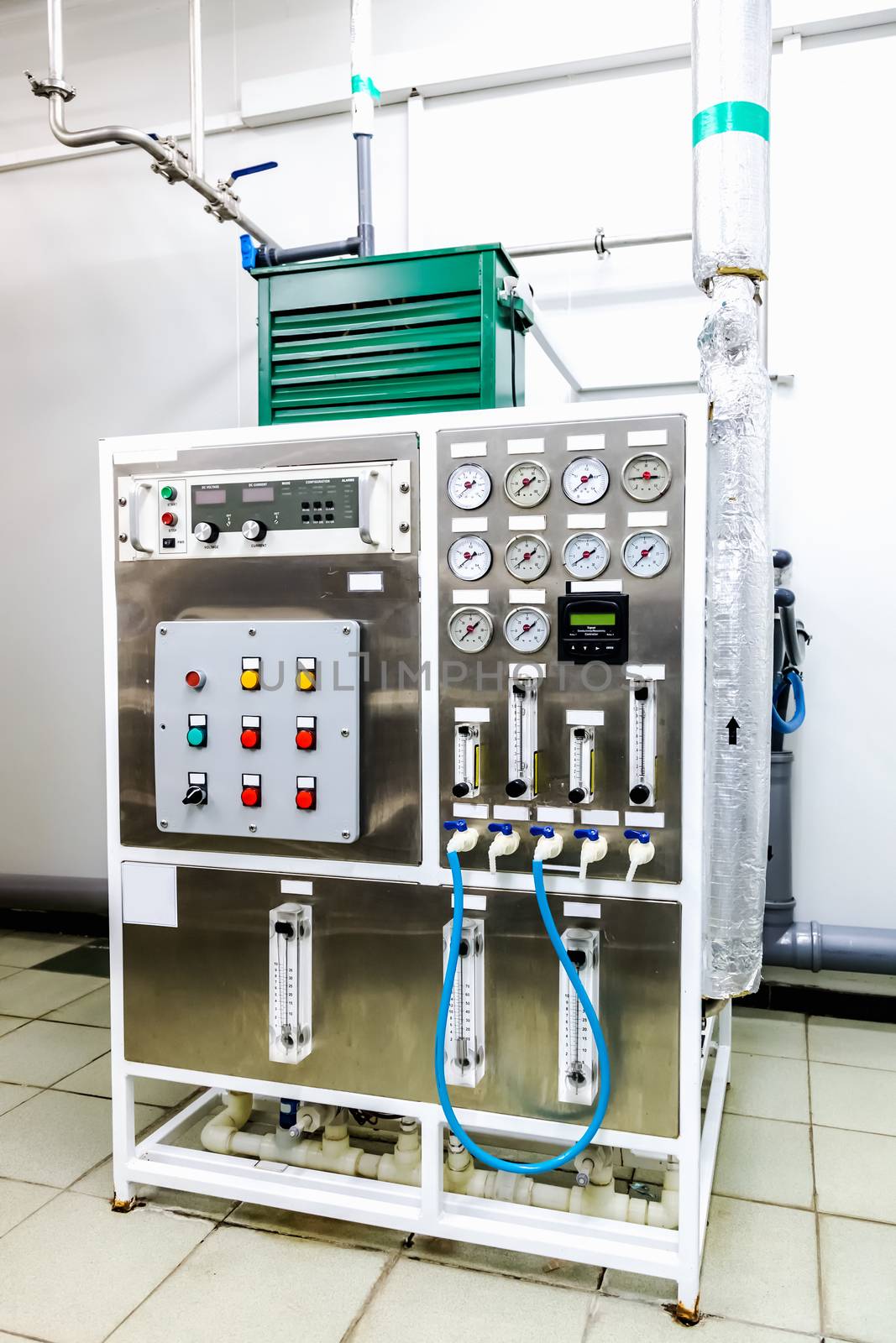 Control panel equipment on water conditioning or distillation room on pharmaceutical industry or chemical plant