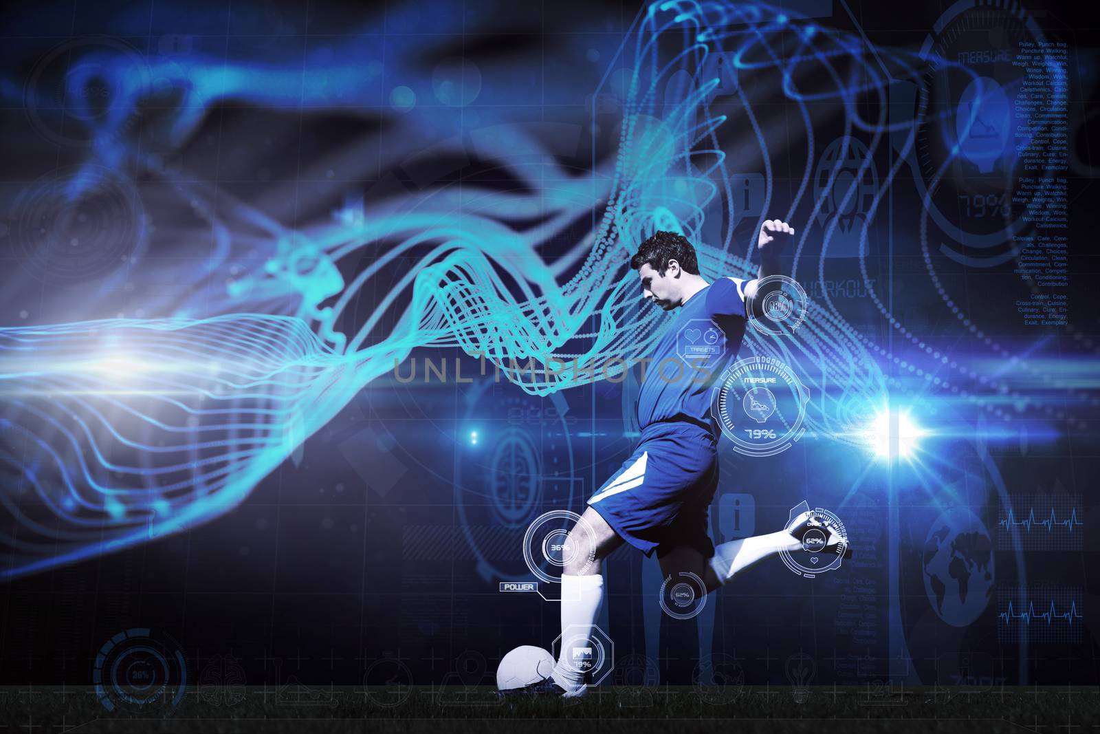 Composite image of football player kicking ball by Wavebreakmedia