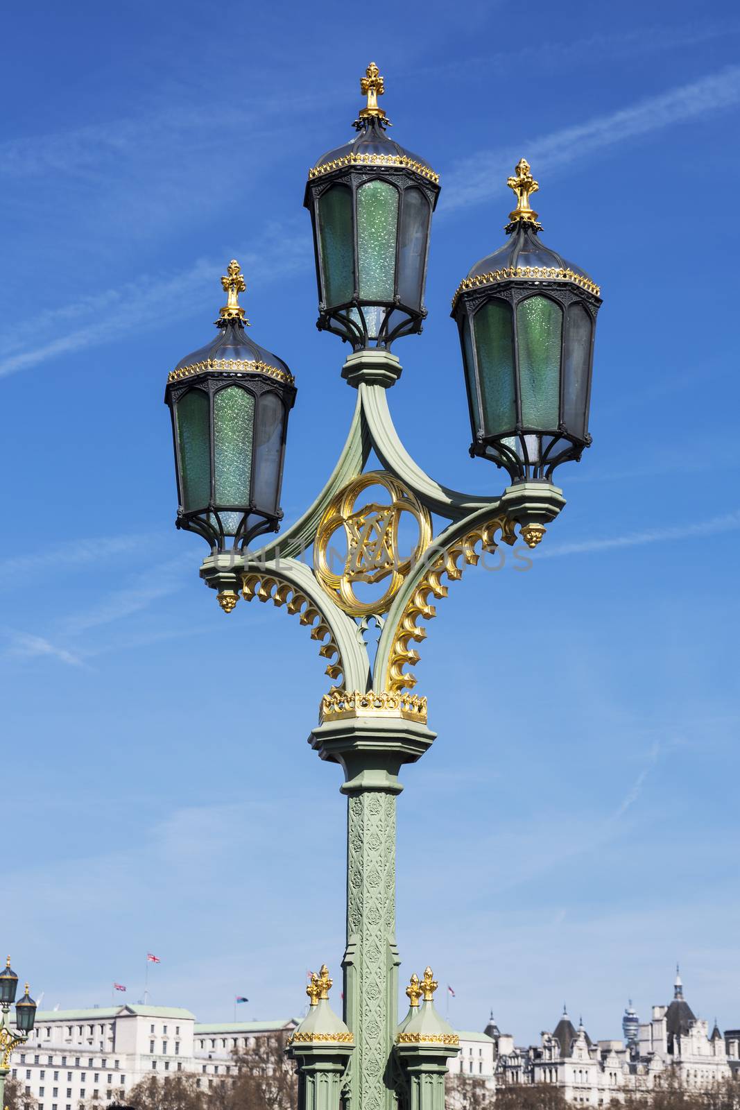 Vintage street lantern, London.