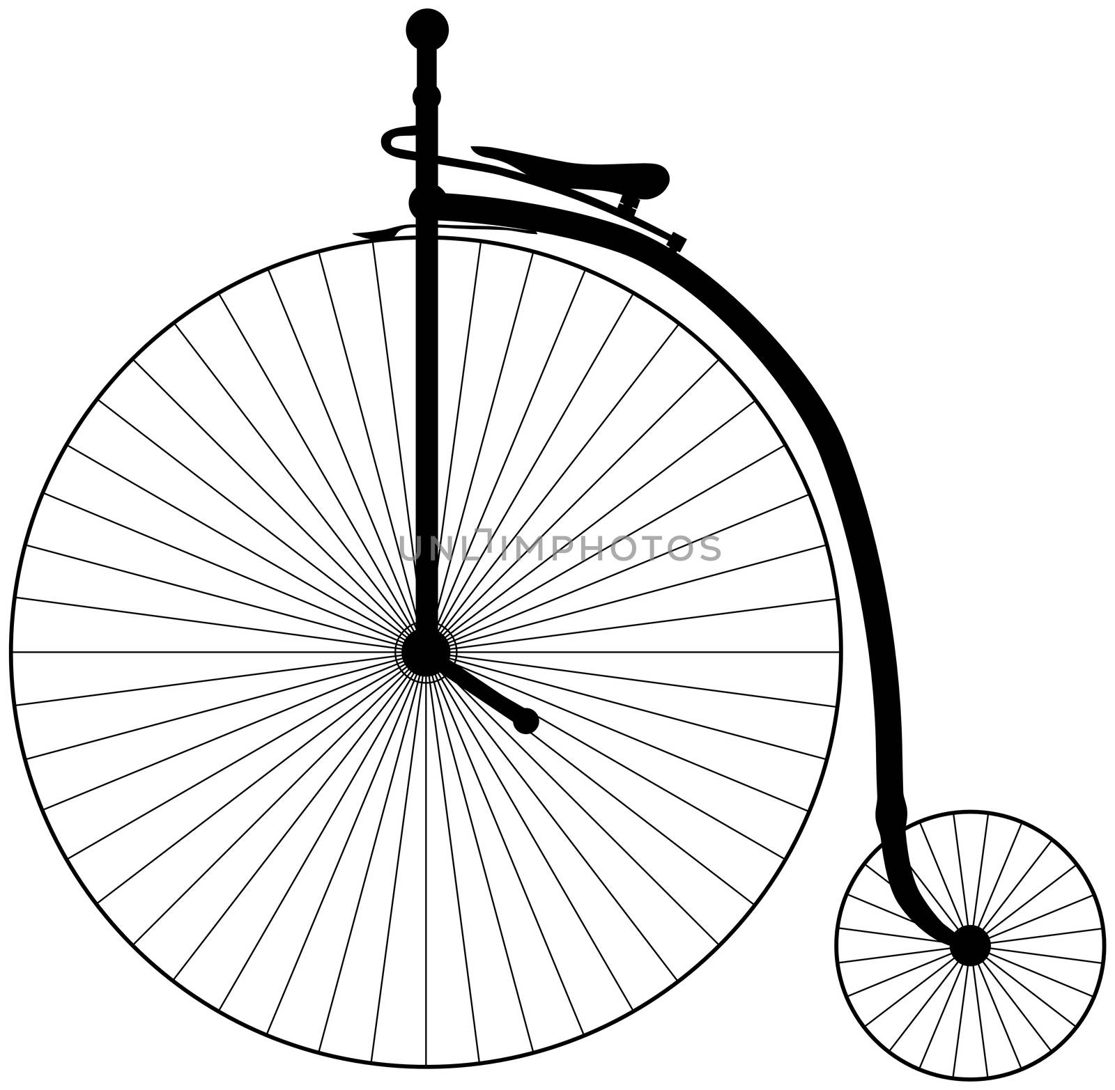 Illustration of an antique Penny Farthing Bicycle