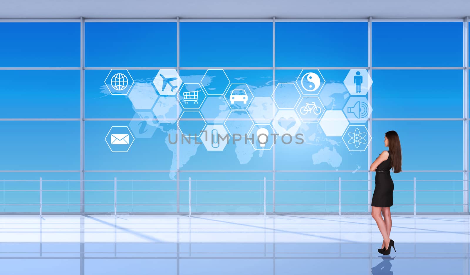 Businesslady half-turned in front of window by cherezoff