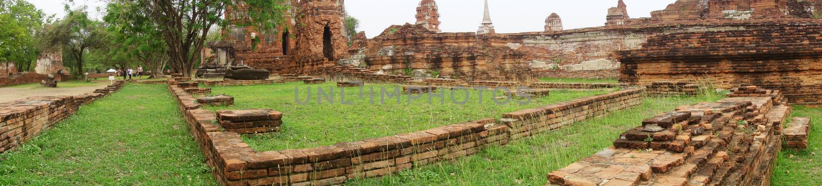 Ancient Buddha statue at Wat Yai Chaimongkol in the historical city, Ayutthaya, Thailand