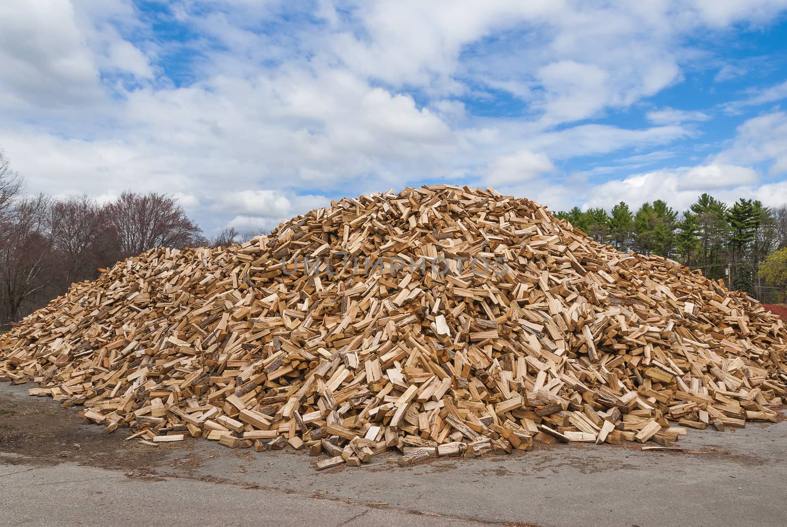 Pile of split fire wood prepared for winter burning by f/2sumicron