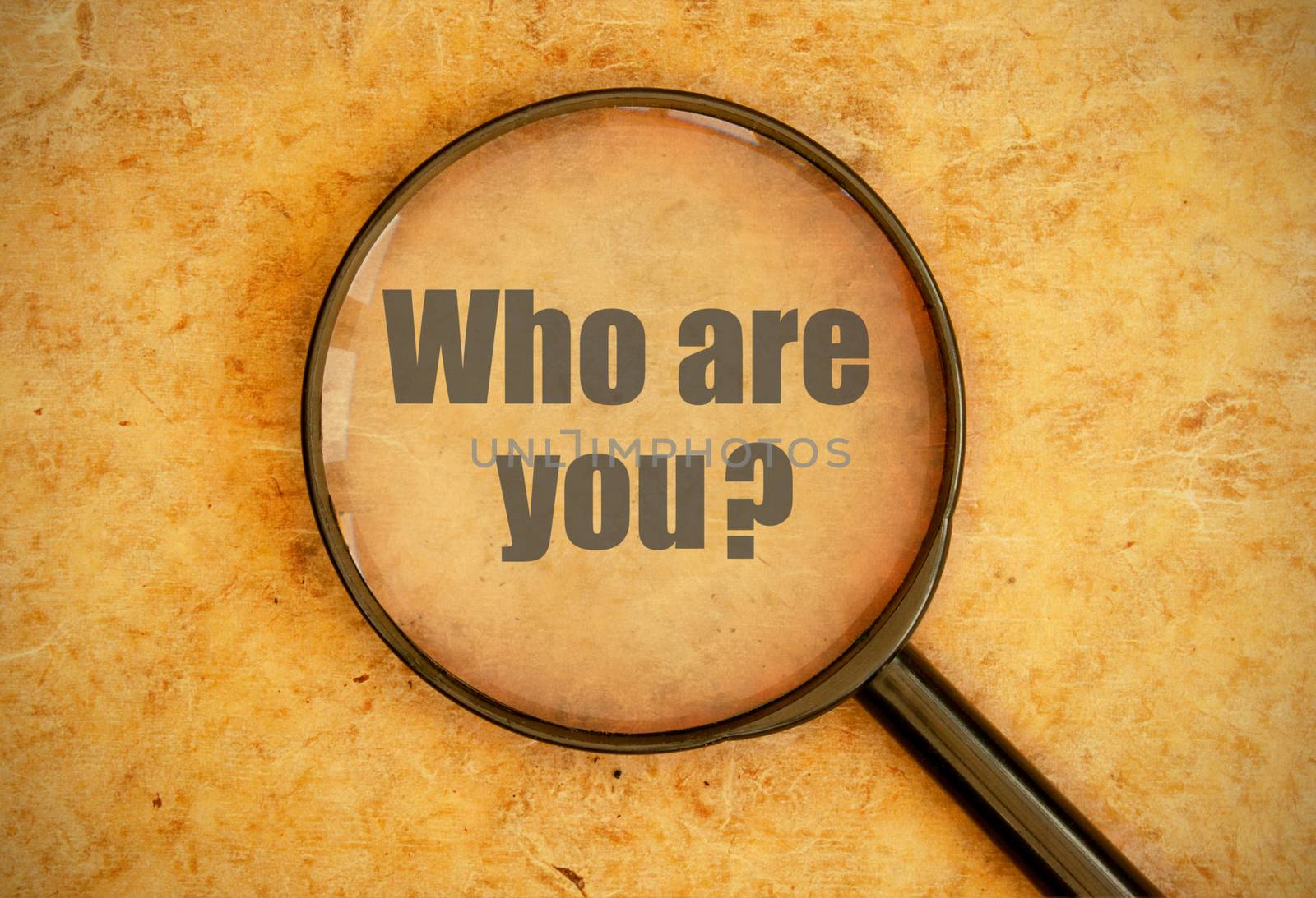 Magnifying glass focused on the question who are you