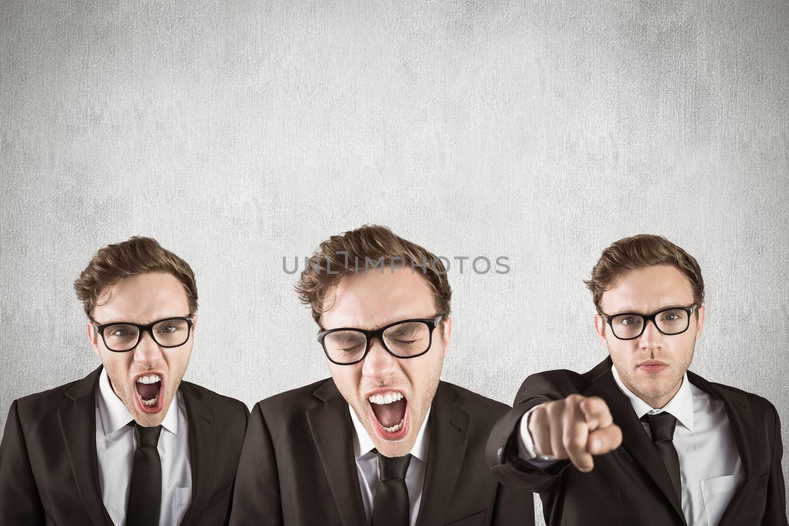 Composite image of nerdy businessman shouting by Wavebreakmedia