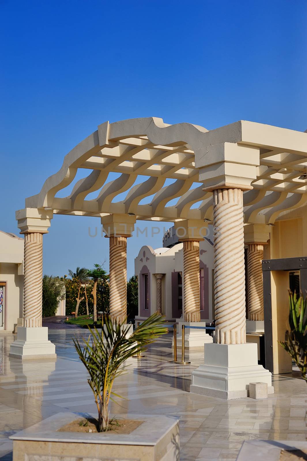 beautiful columns Entrance to the hotel Egypt.