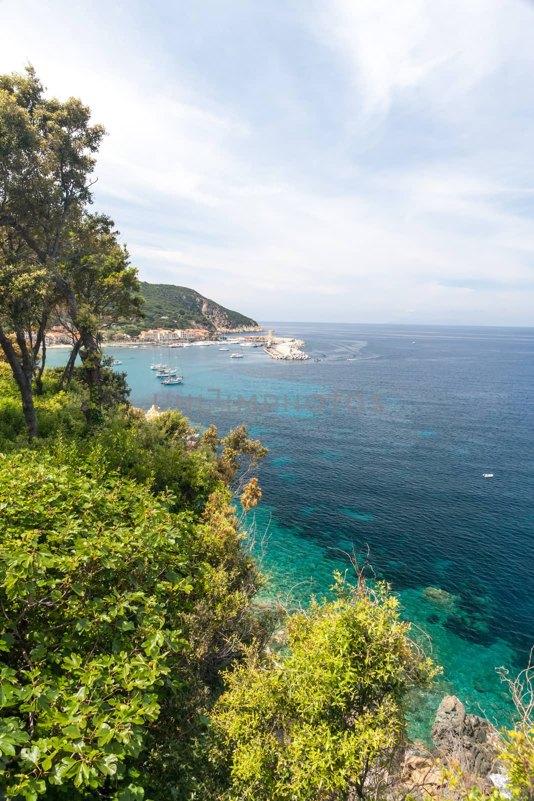 The village of Marciana Marina on Elba island. Coast in Tuscany, Italy