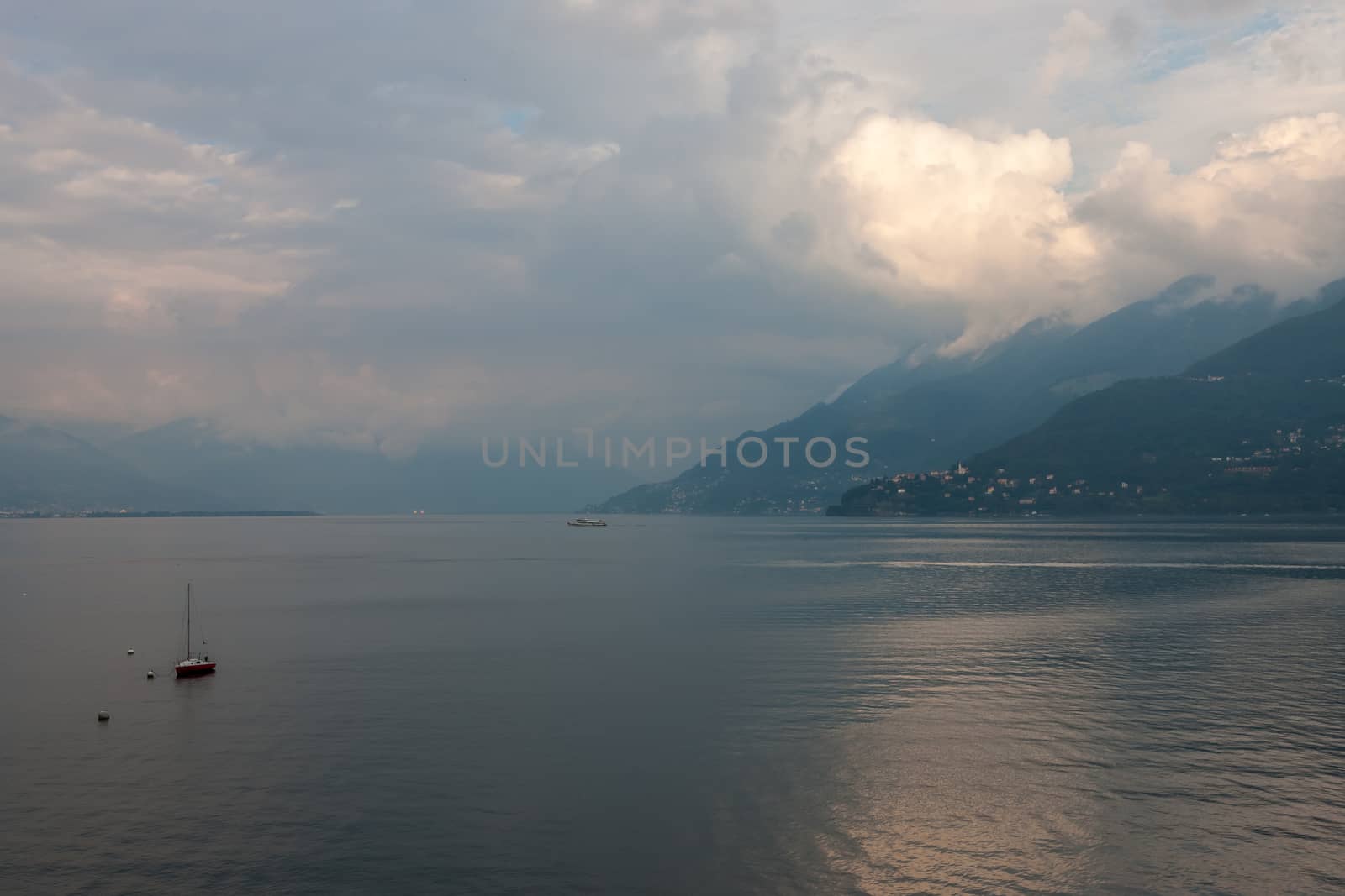 The panorama view of Lago Maggiore,  Italy