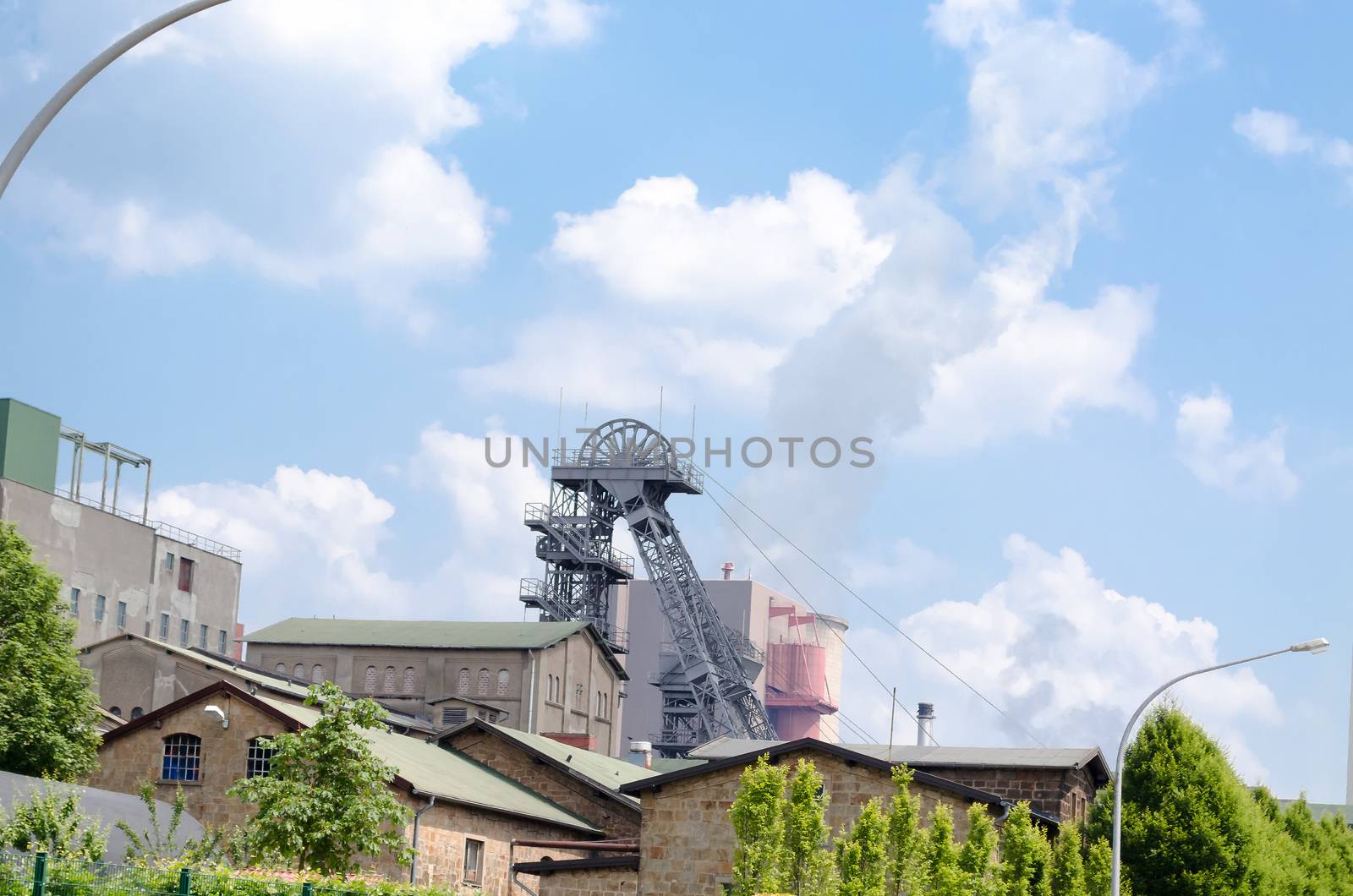 Winding tower of an old mine. The mine is still in operation.