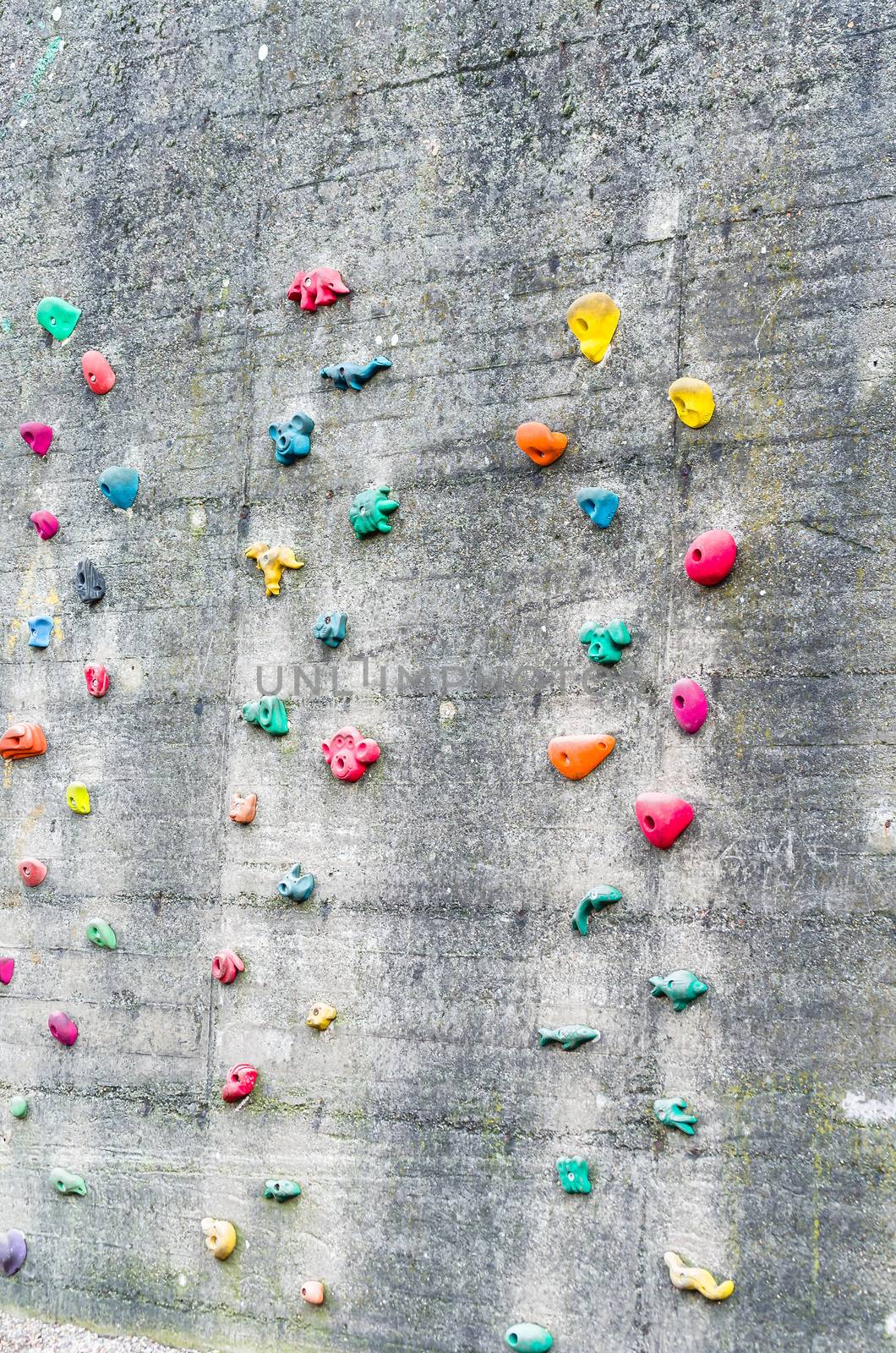 Detail climbing wall at an amusement park.