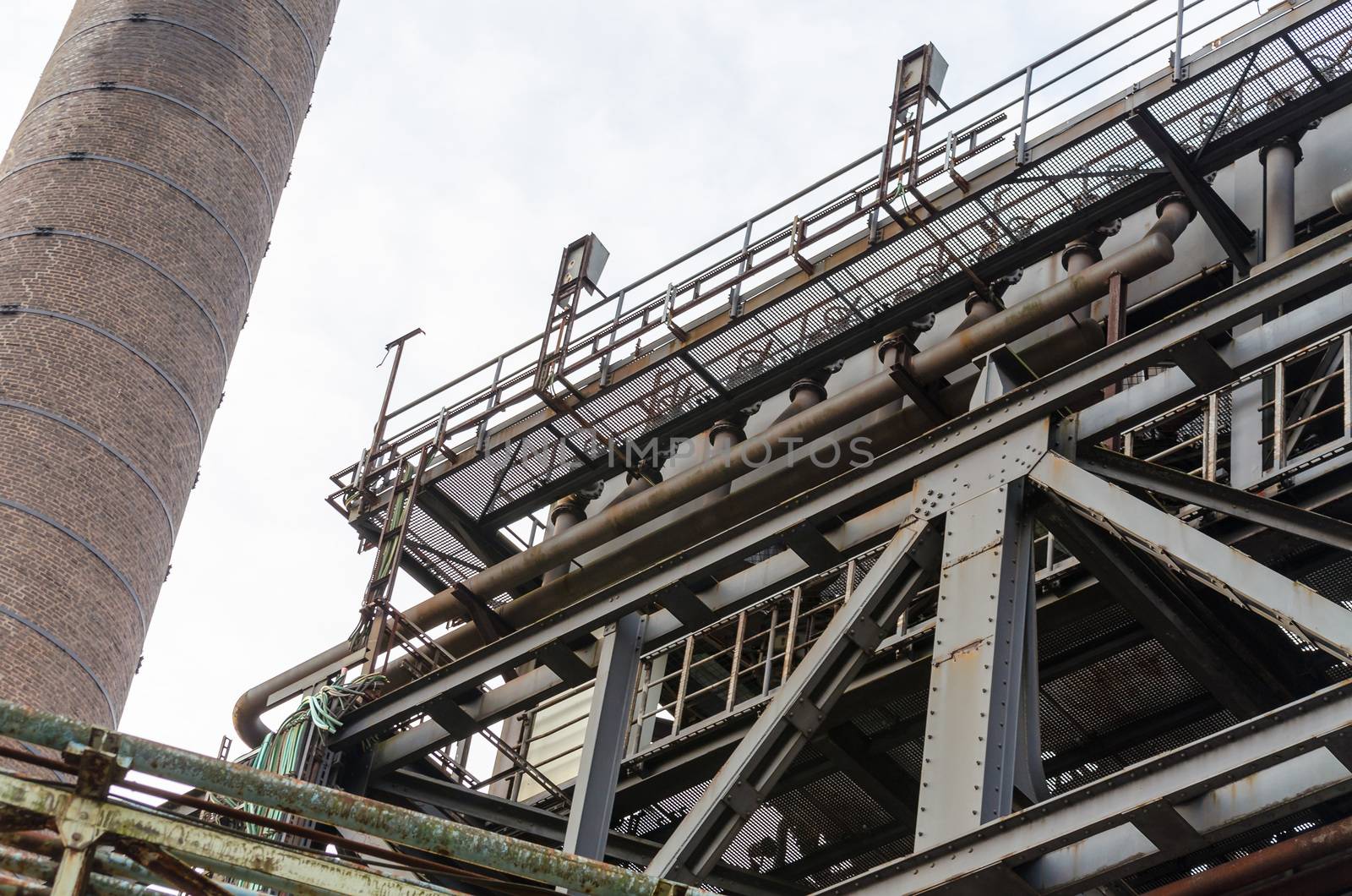 Old abandoned factory building on the site of the Landscape Park Duisburg Nord.
