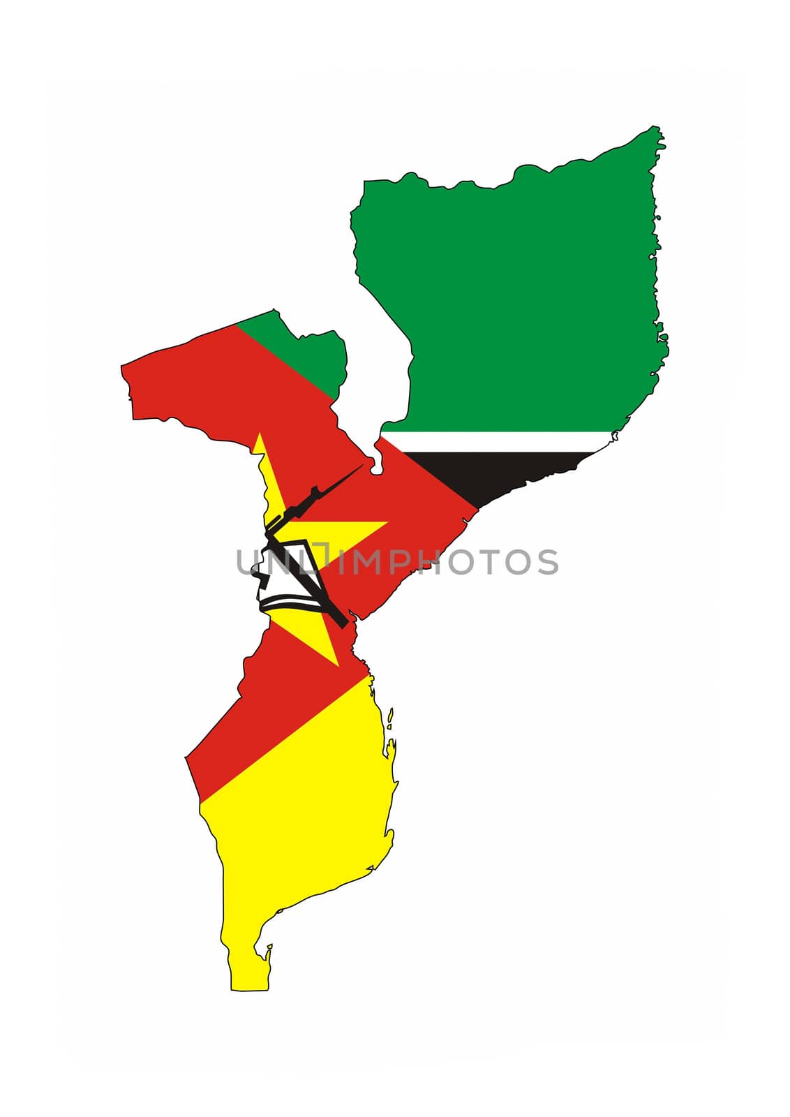 mozambique country flag map shape national symbol