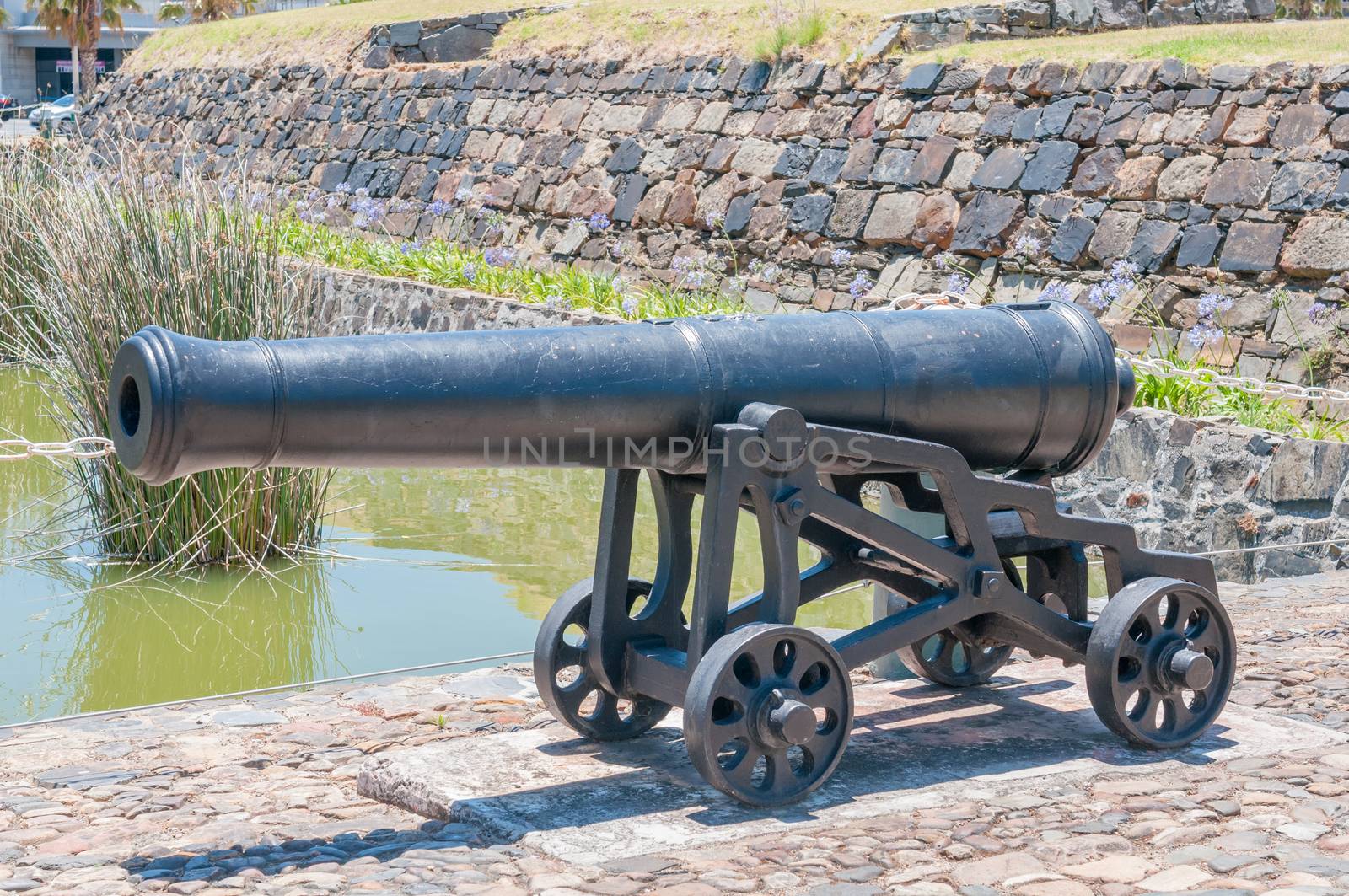 Historic old cannon at the entrance to the Castle of Good Hope in Cape Town