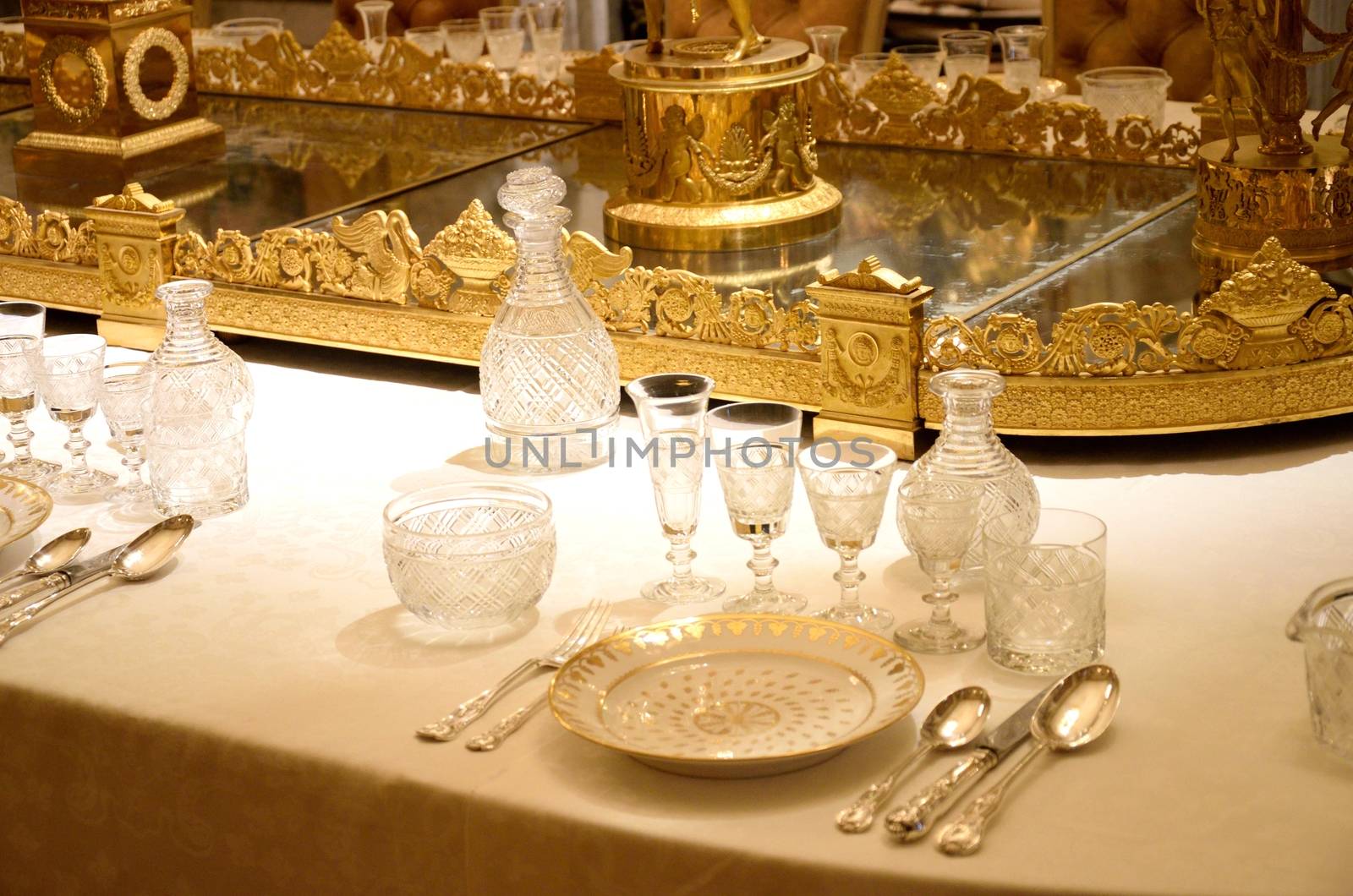 Aristocratic table set up in stately home