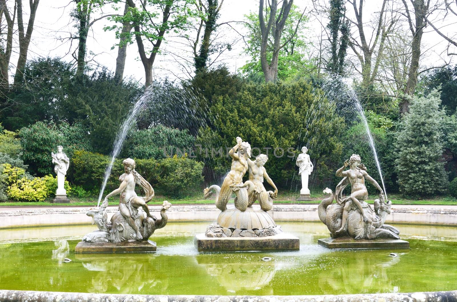 Statues in large classical fountain by pauws99