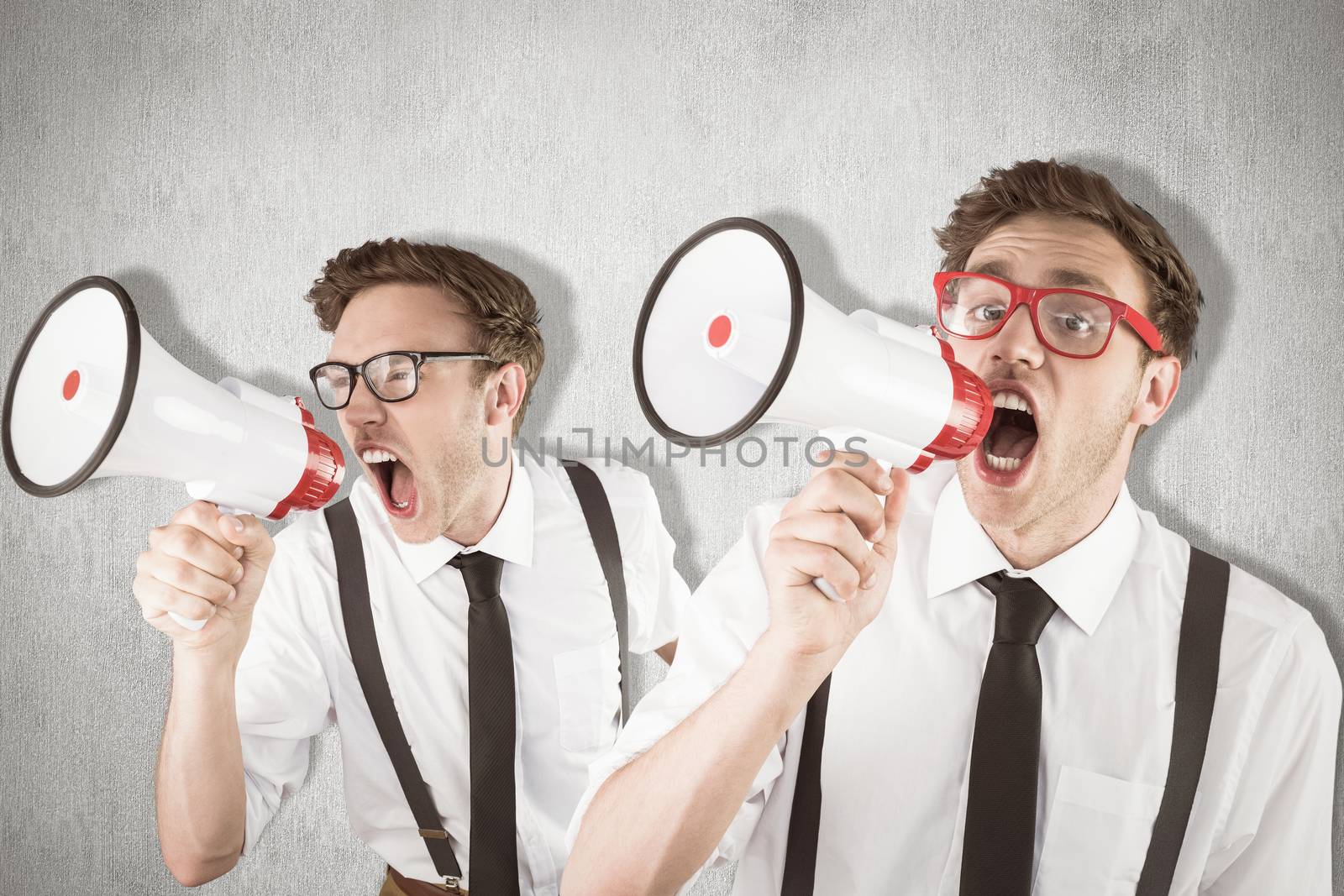 Composite image of nerd with megaphone by Wavebreakmedia