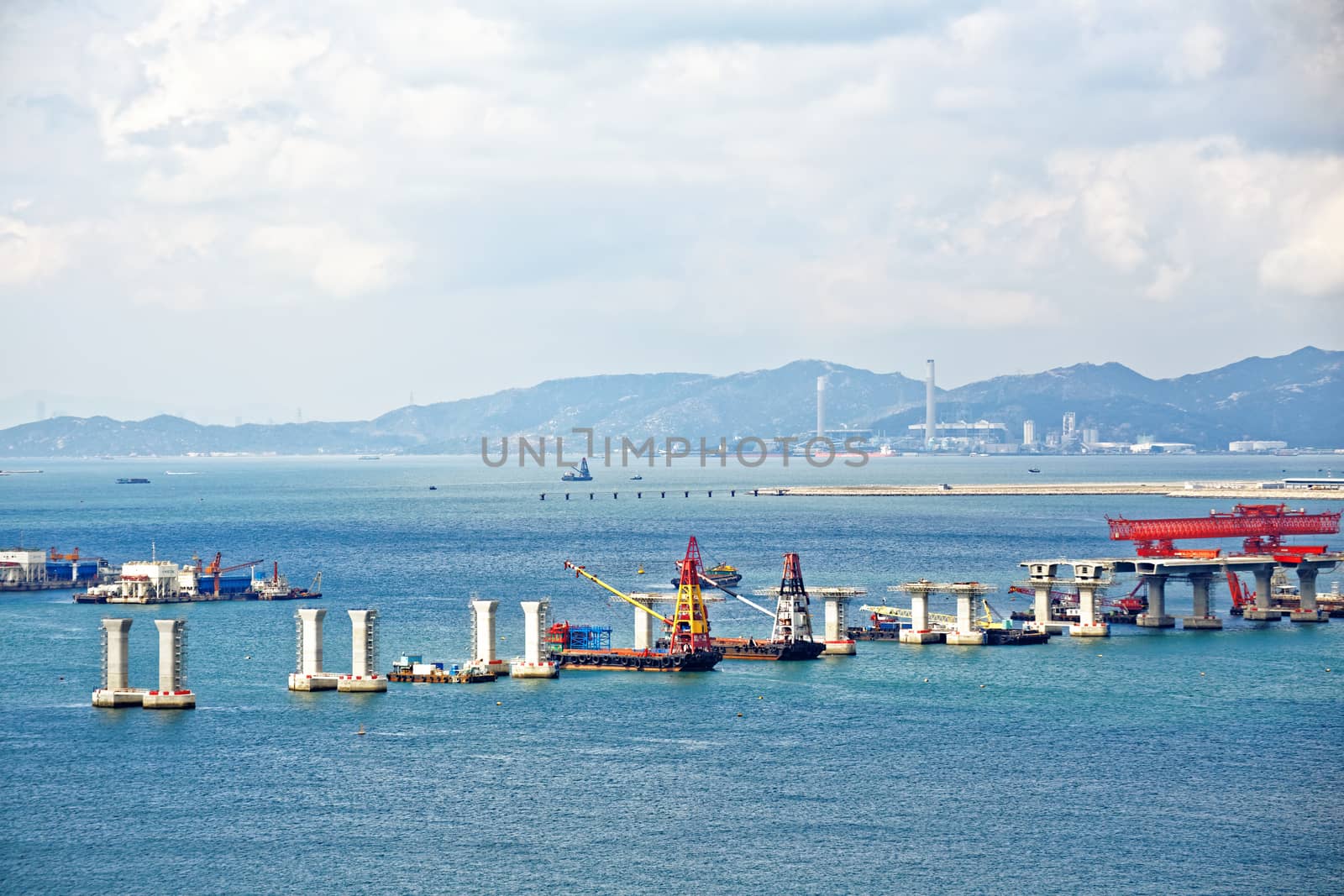 construction site of Hong Kong Zhuhai Macau Macao Bridge at day
