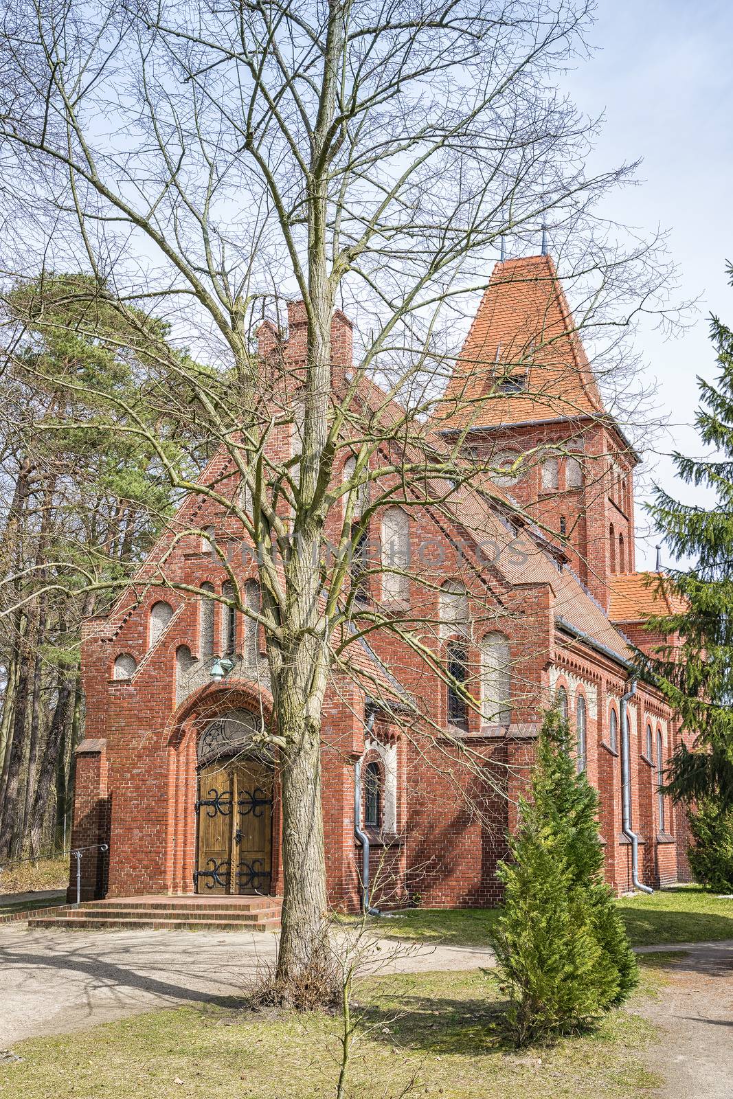 Picture of a typical church of red brick in Graal Muritz on the Baltic Sea, Germany