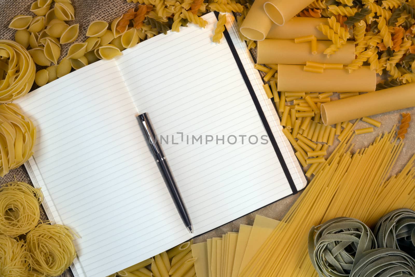 Italian Pasta - Blank Recipe Book pages with space for text