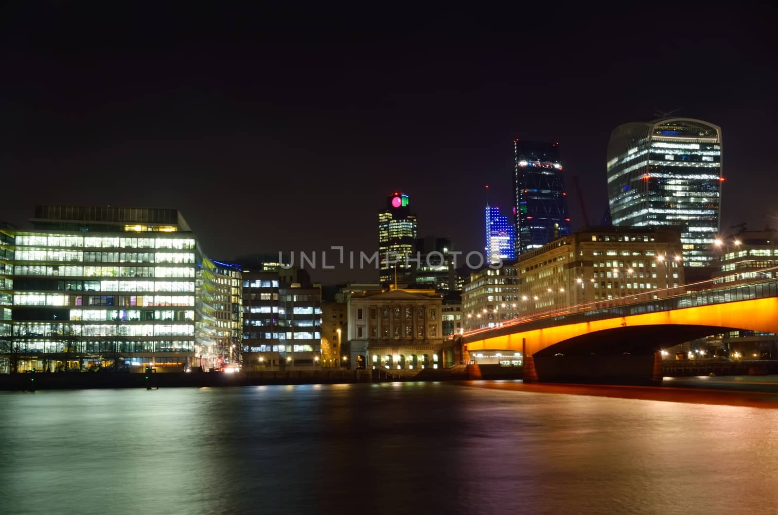 Office Buildings London at  Night by pauws99