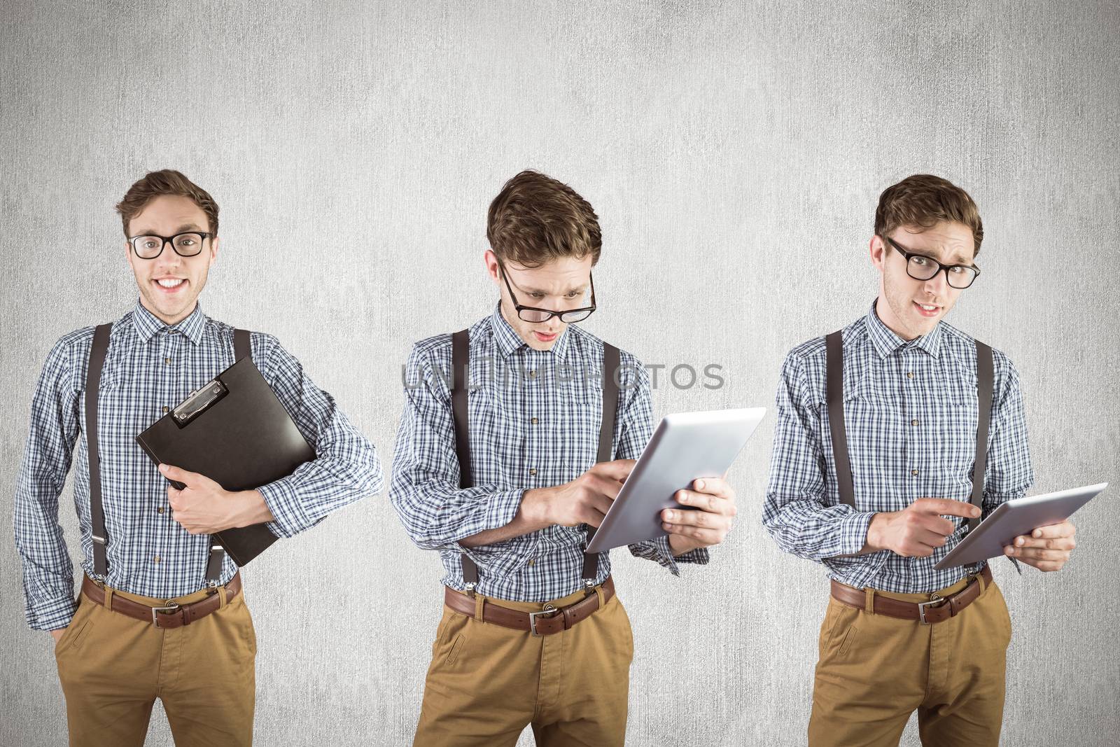 Composite image of nerd with tablet pc by Wavebreakmedia