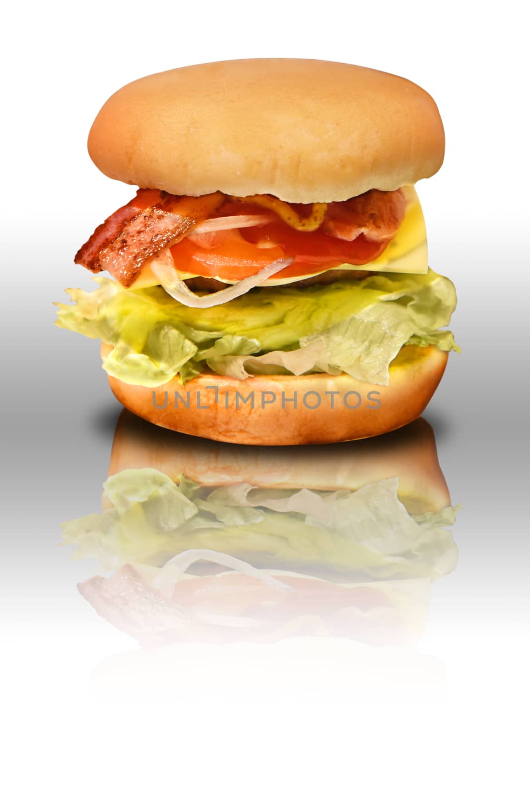 Hamburger menu with glossy floor background