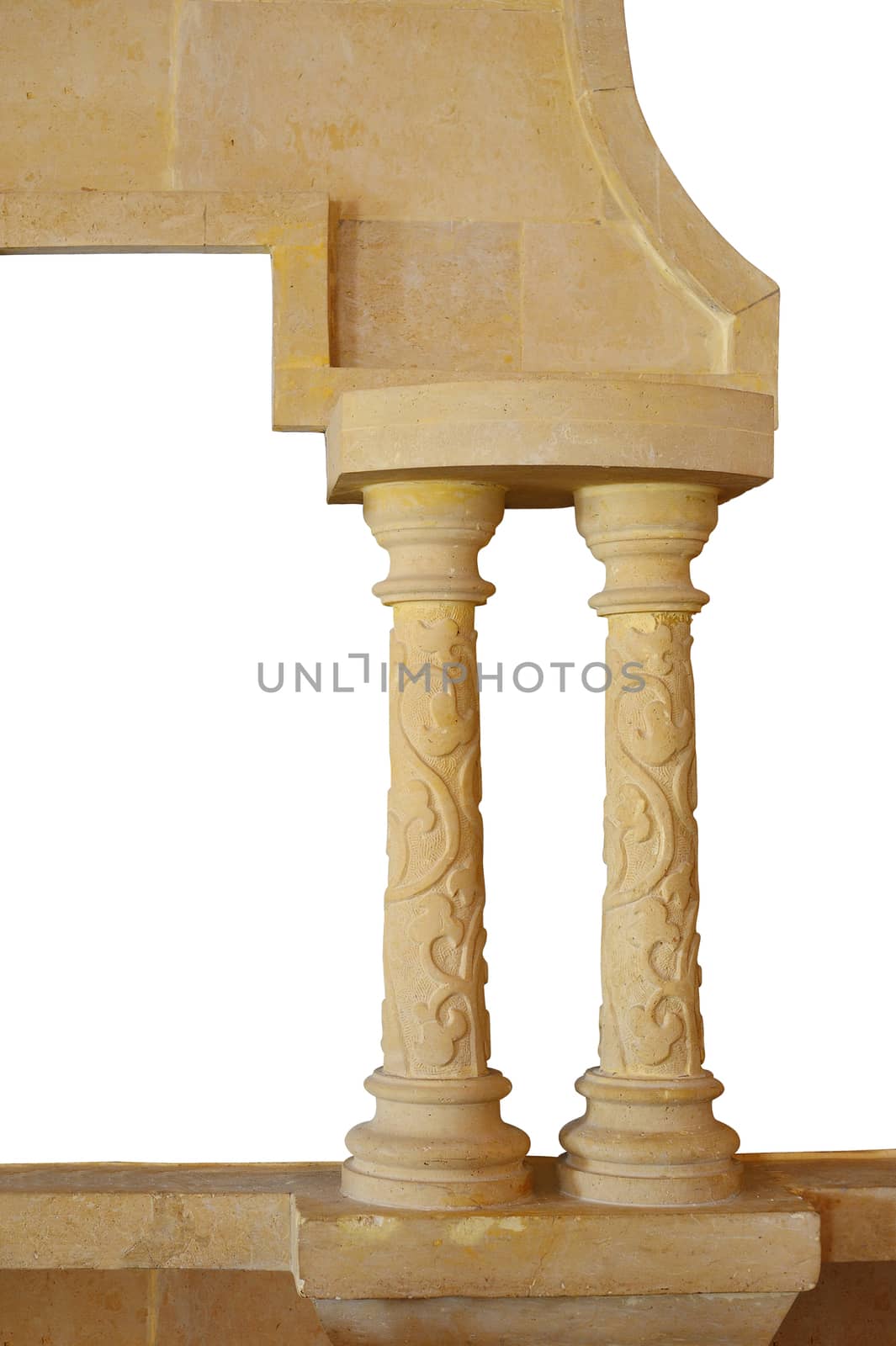 Architectural Columns with pattern isolated on white background.