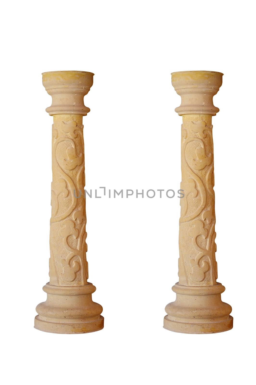 beautiful marble column on a white background. Isolated.