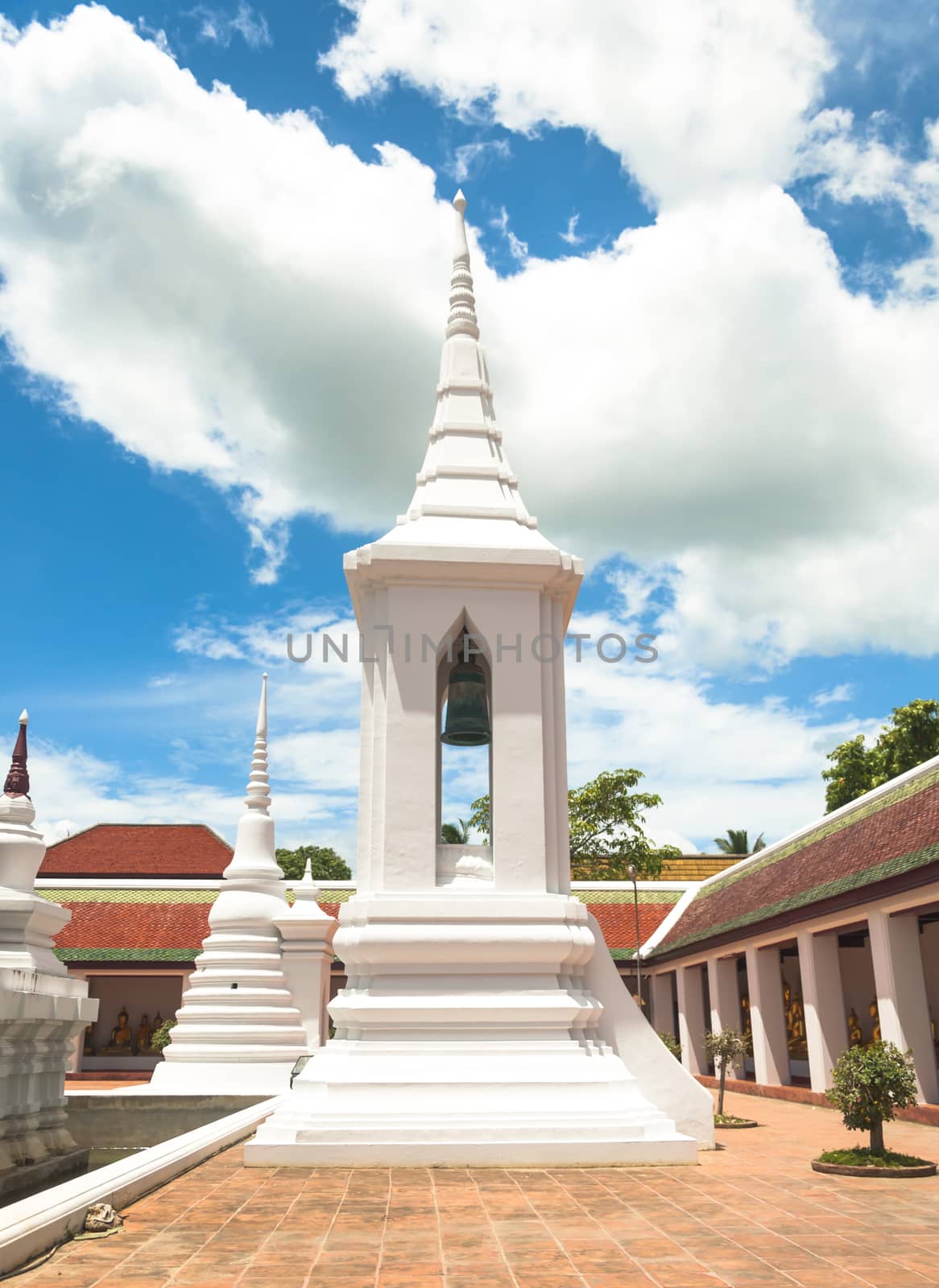 Campanile at Wat Phra Borommathat Chaiya, is public temple in Chaiya district,Surat Thani province, South of Thailand.