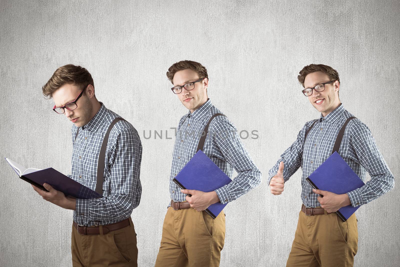 Composite image of nerd with notebook by Wavebreakmedia