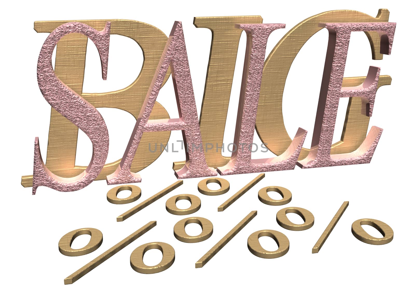 Glossy three-dimensional inscription Sale as a sign.
