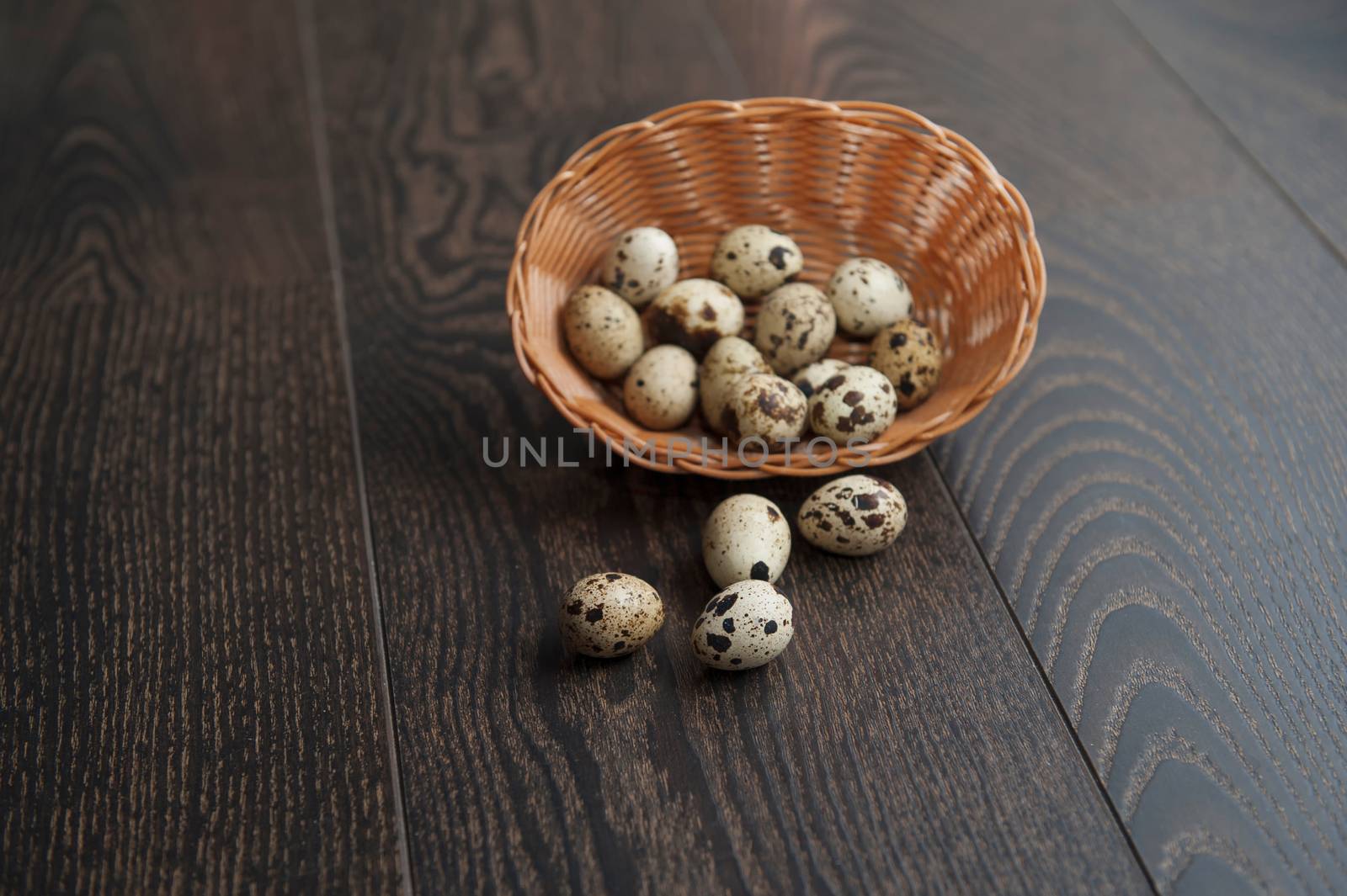 Easter eggs in a beautiful wicker basket.
