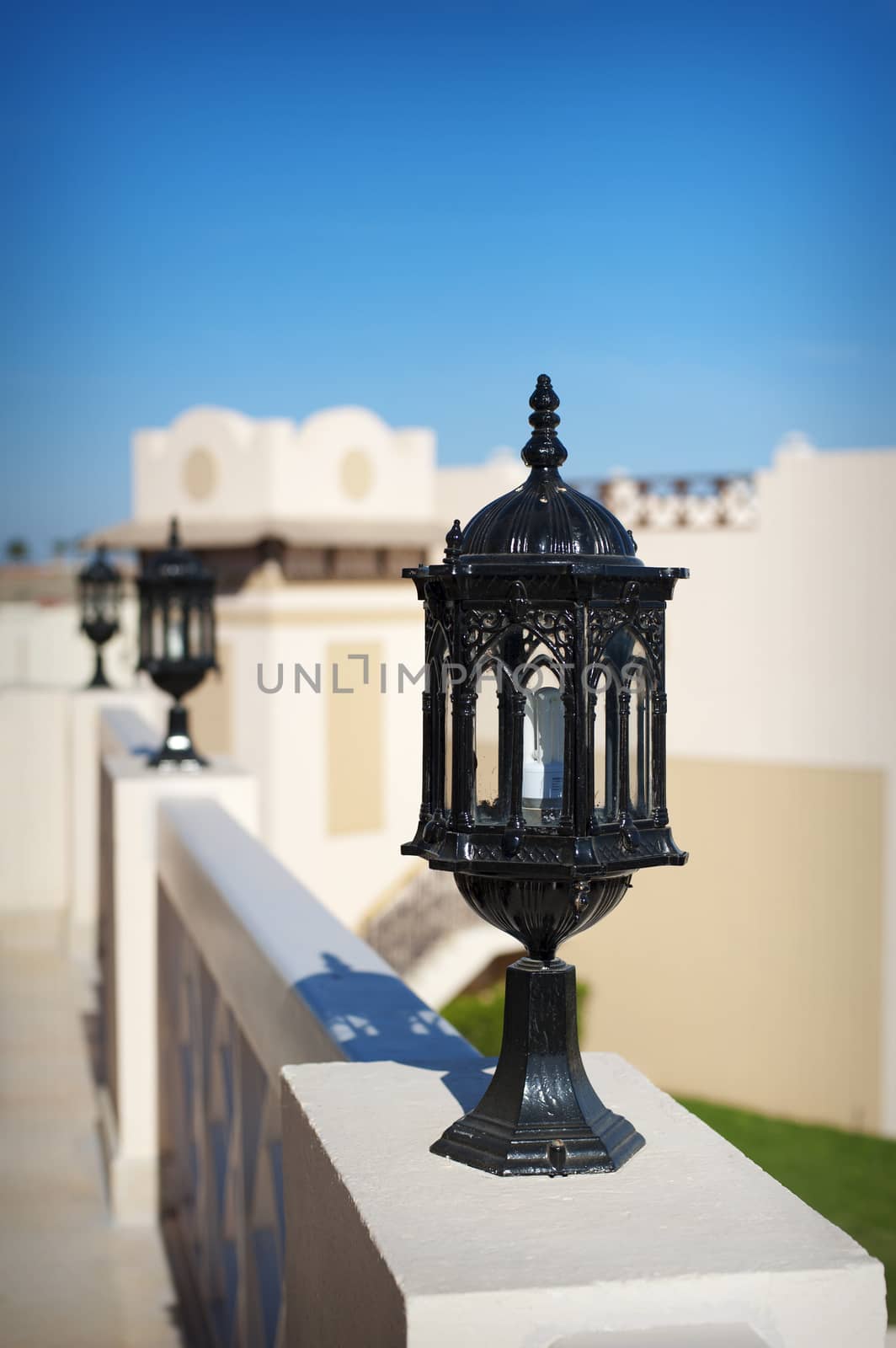 Set of street lantern in old style Architectural element.