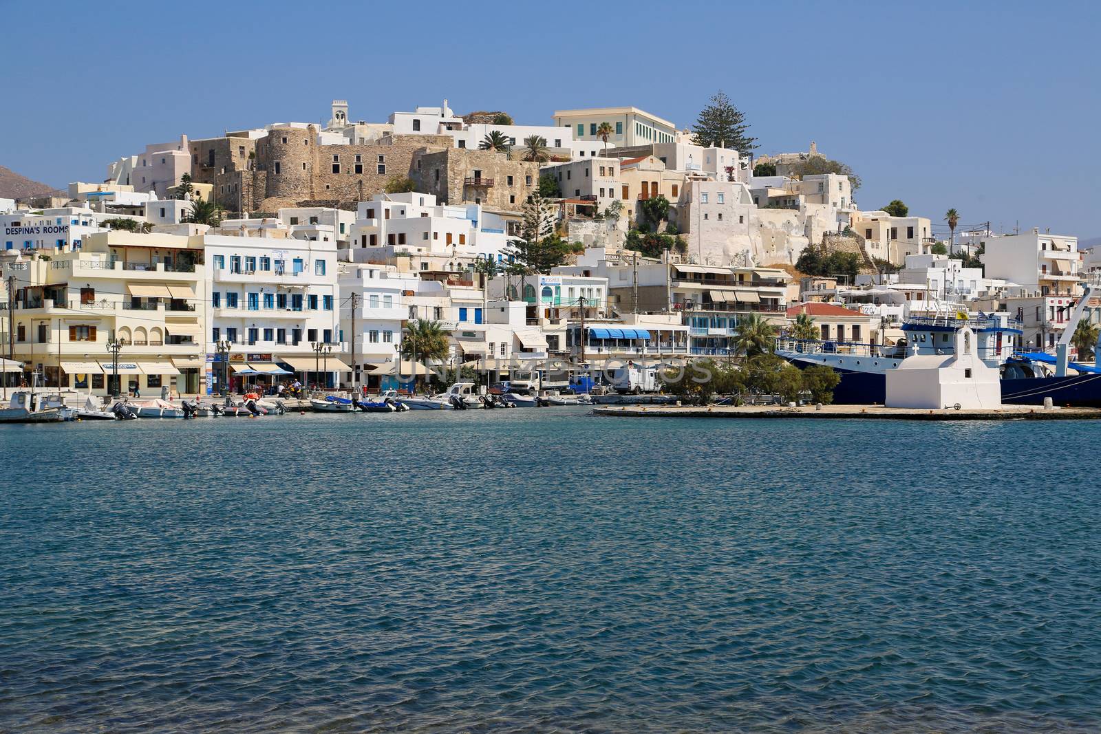 View on Naxos seen from the boat