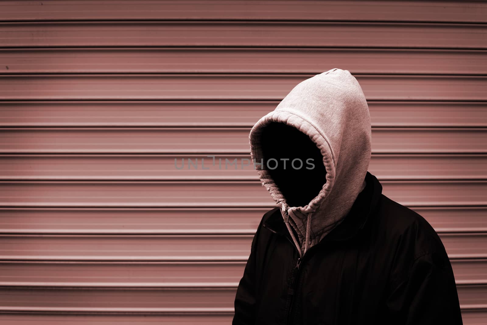 Invisible man in the hood duotone picture