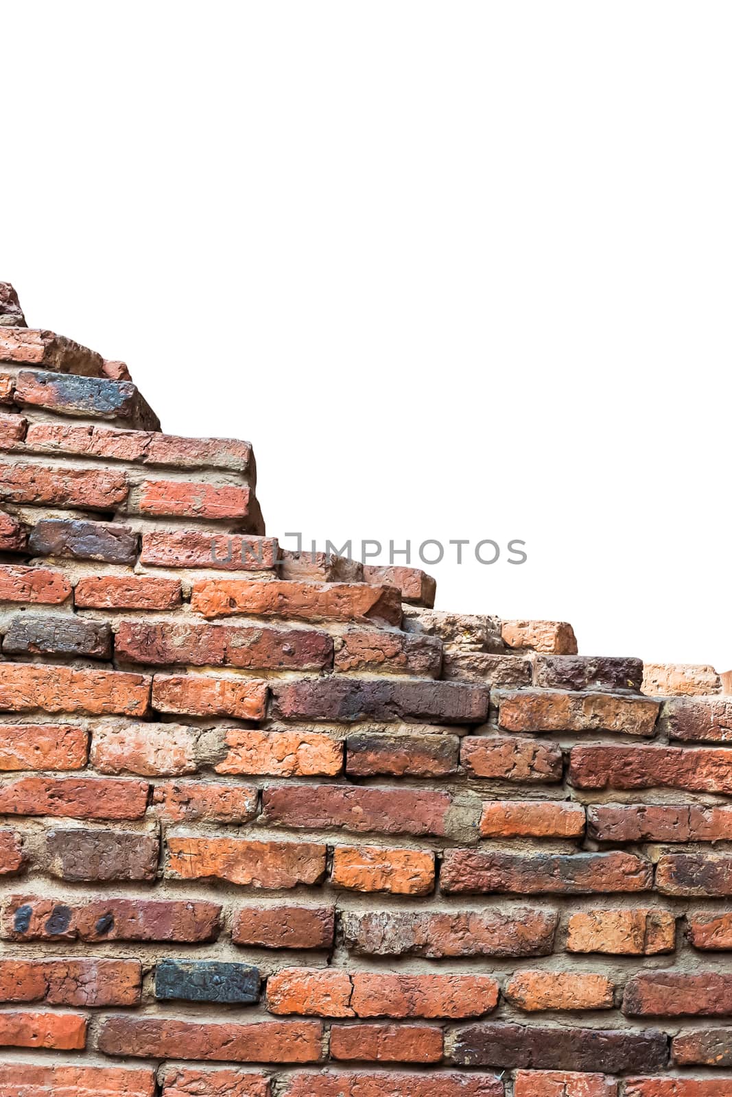 red old brick wall texture on white background