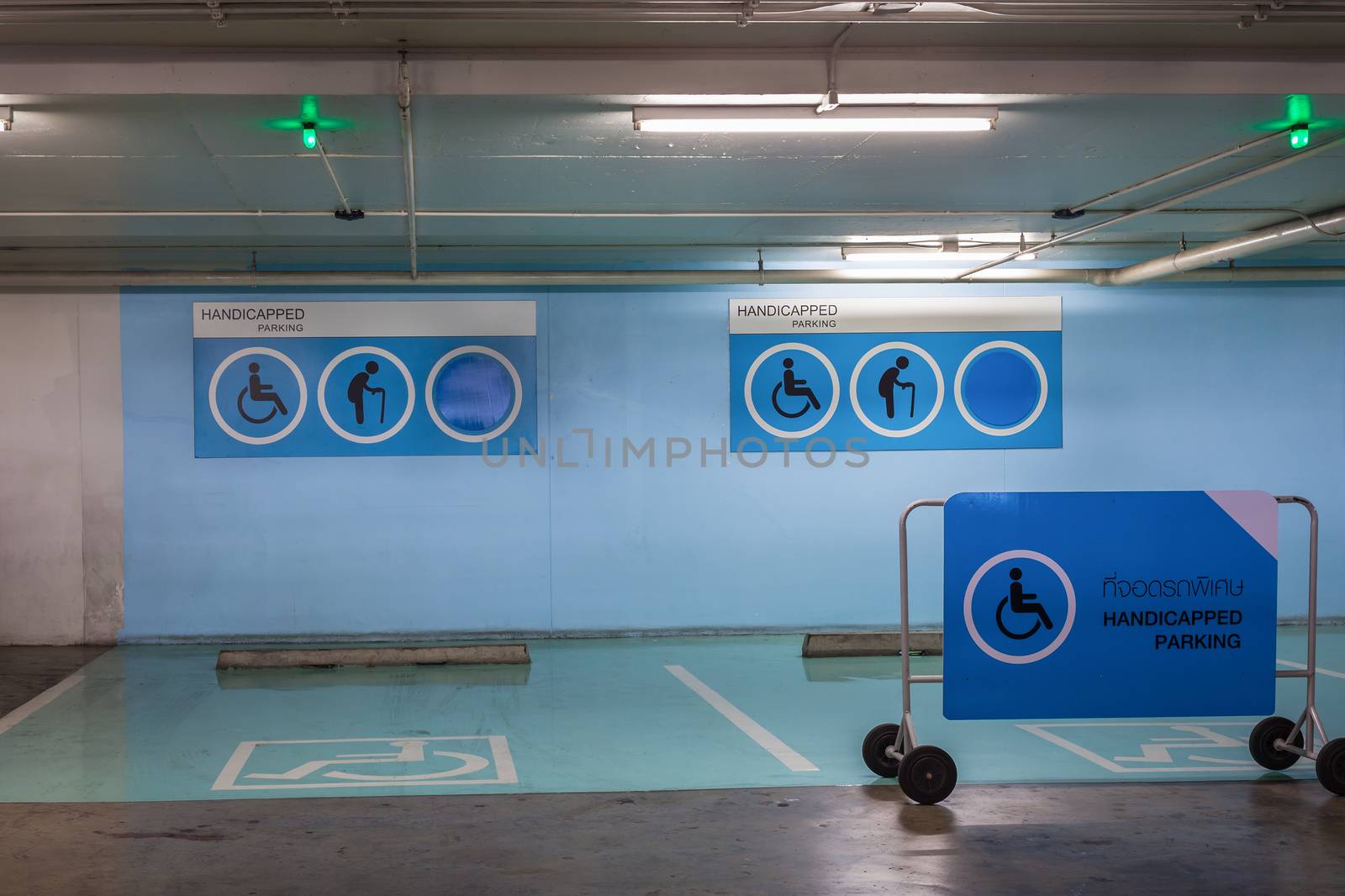 Handicapped parking space indoor for customer service by FrameAngel