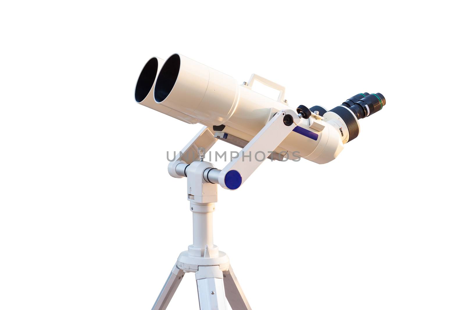 Telescope isolated on white background for search star universe, by FrameAngel