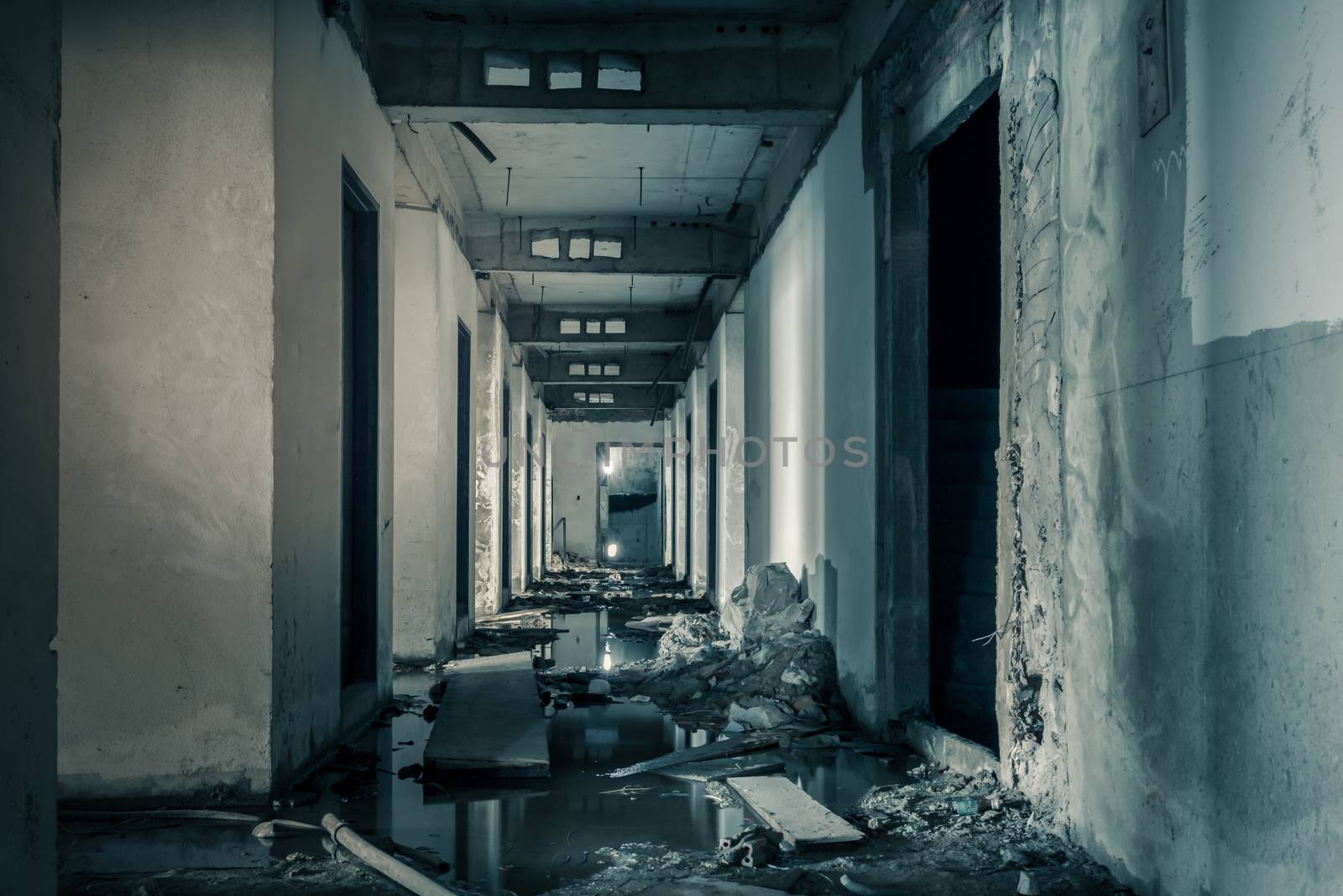 hallway walkway abandoned building can use horror movie scene ba by FrameAngel